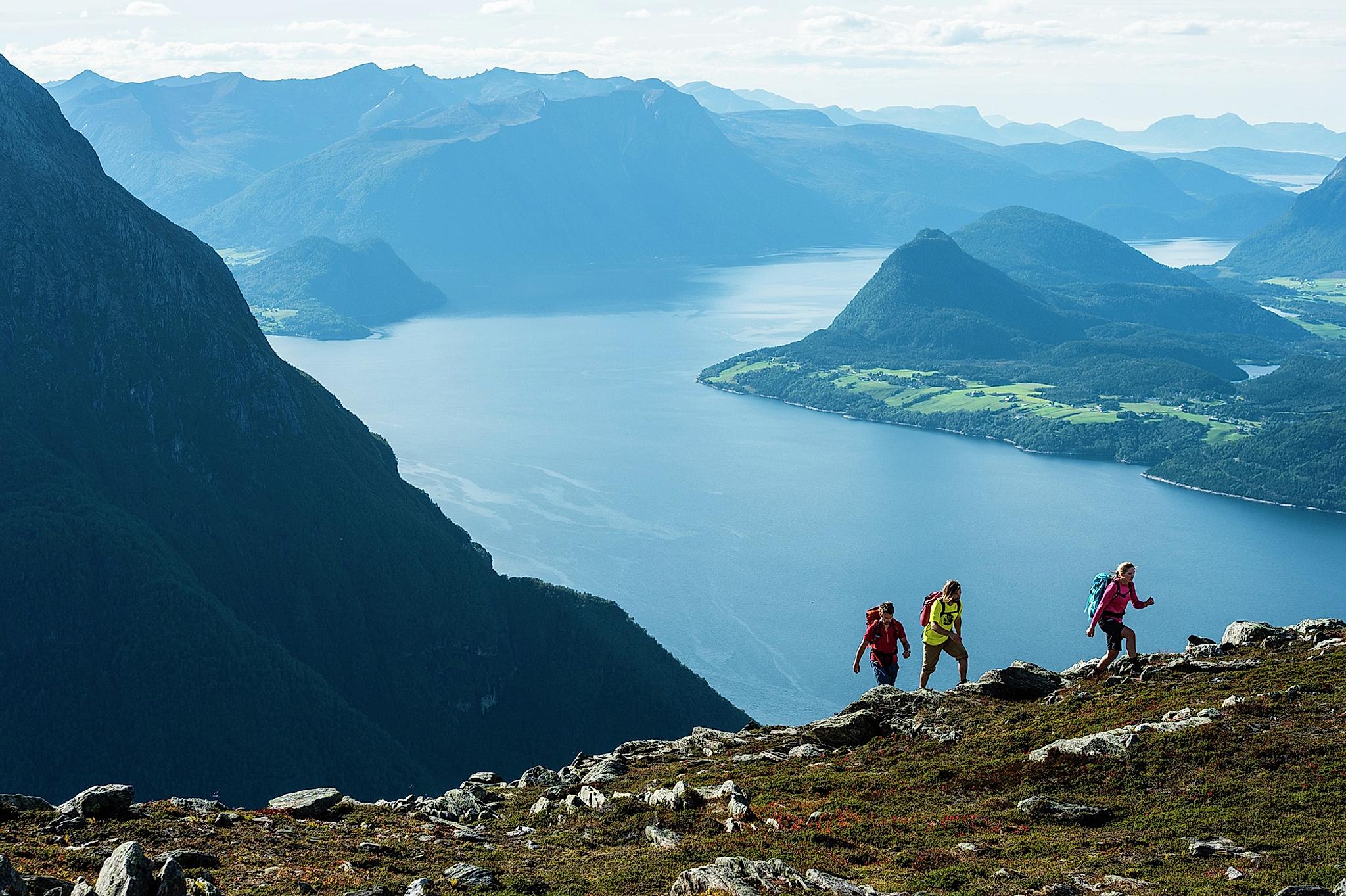 Hiking the Romsdalseggen ridge in Åndalsnes, one of the top hikes in Fjord Norway