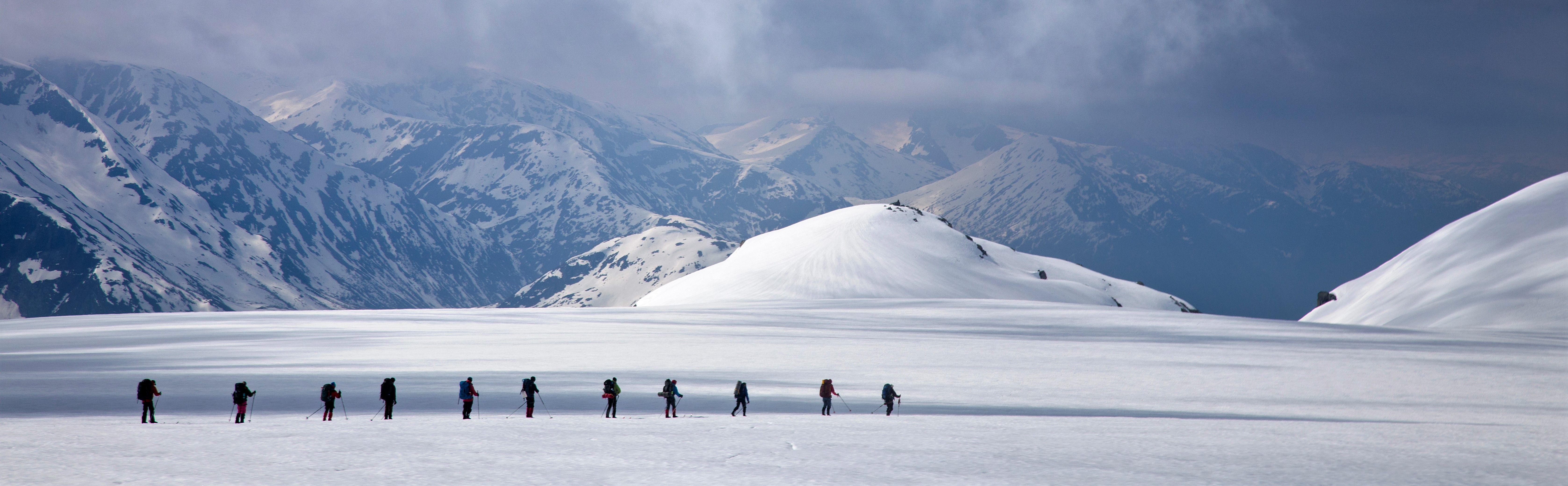 People crossing Jostedalsbreen Glacier