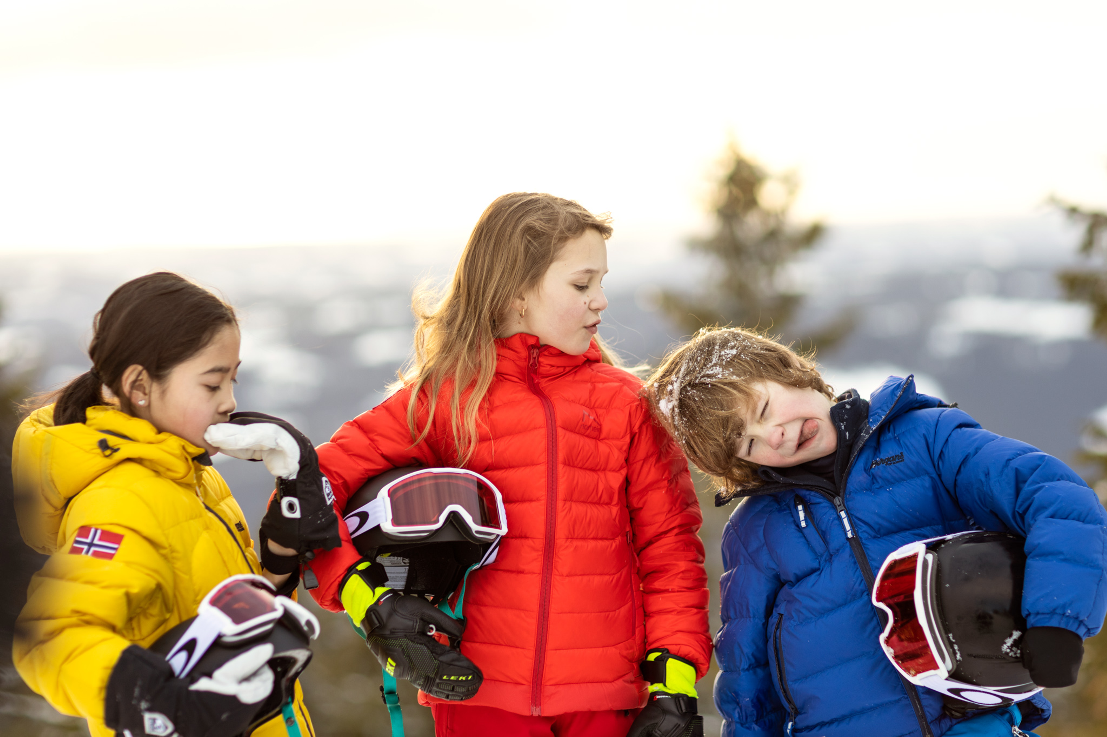 Teens having fun in a alpine skiing resort in Norway