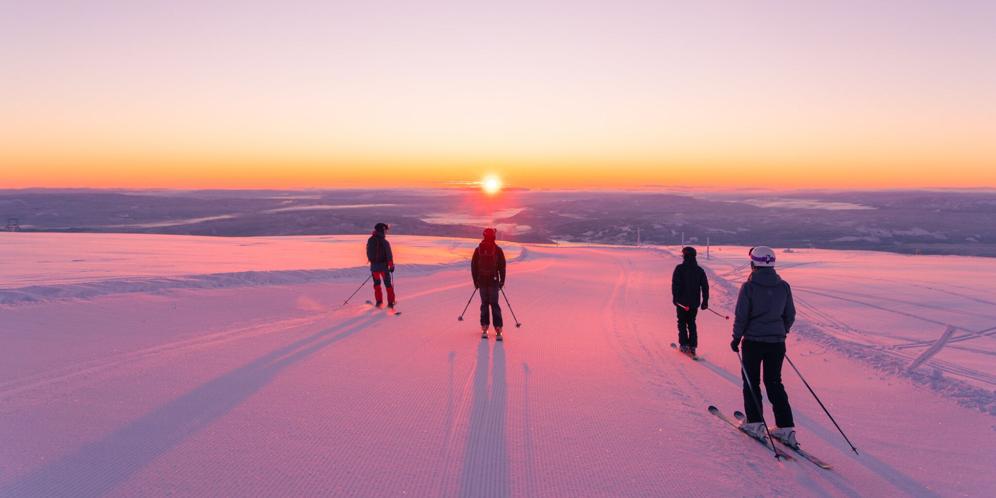 Norefjell Ski Resort in sunset
