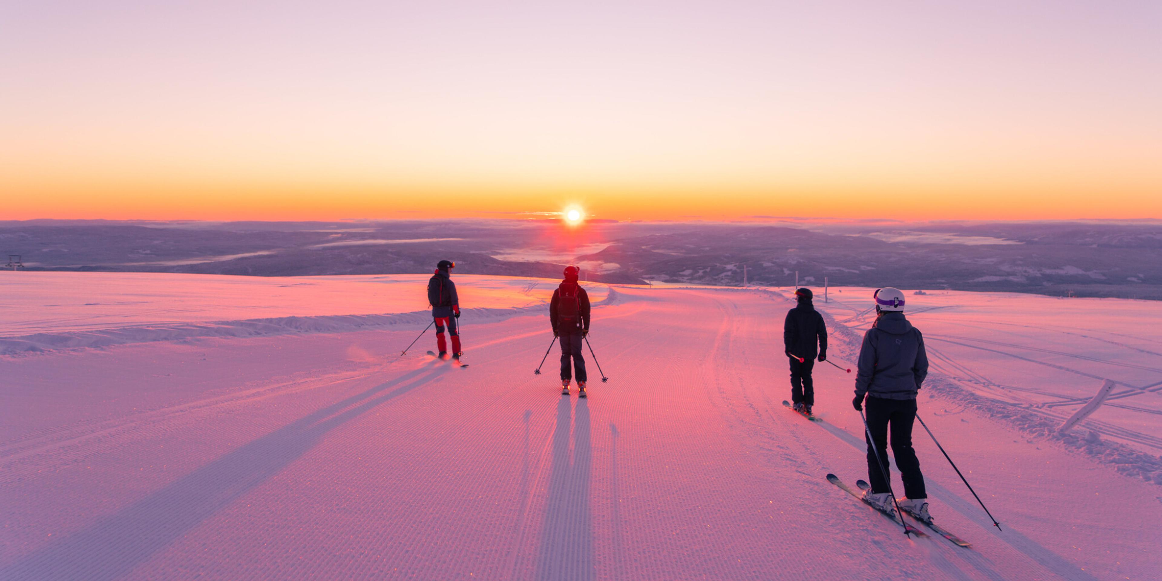 Norefjell Ski Resort in sunset