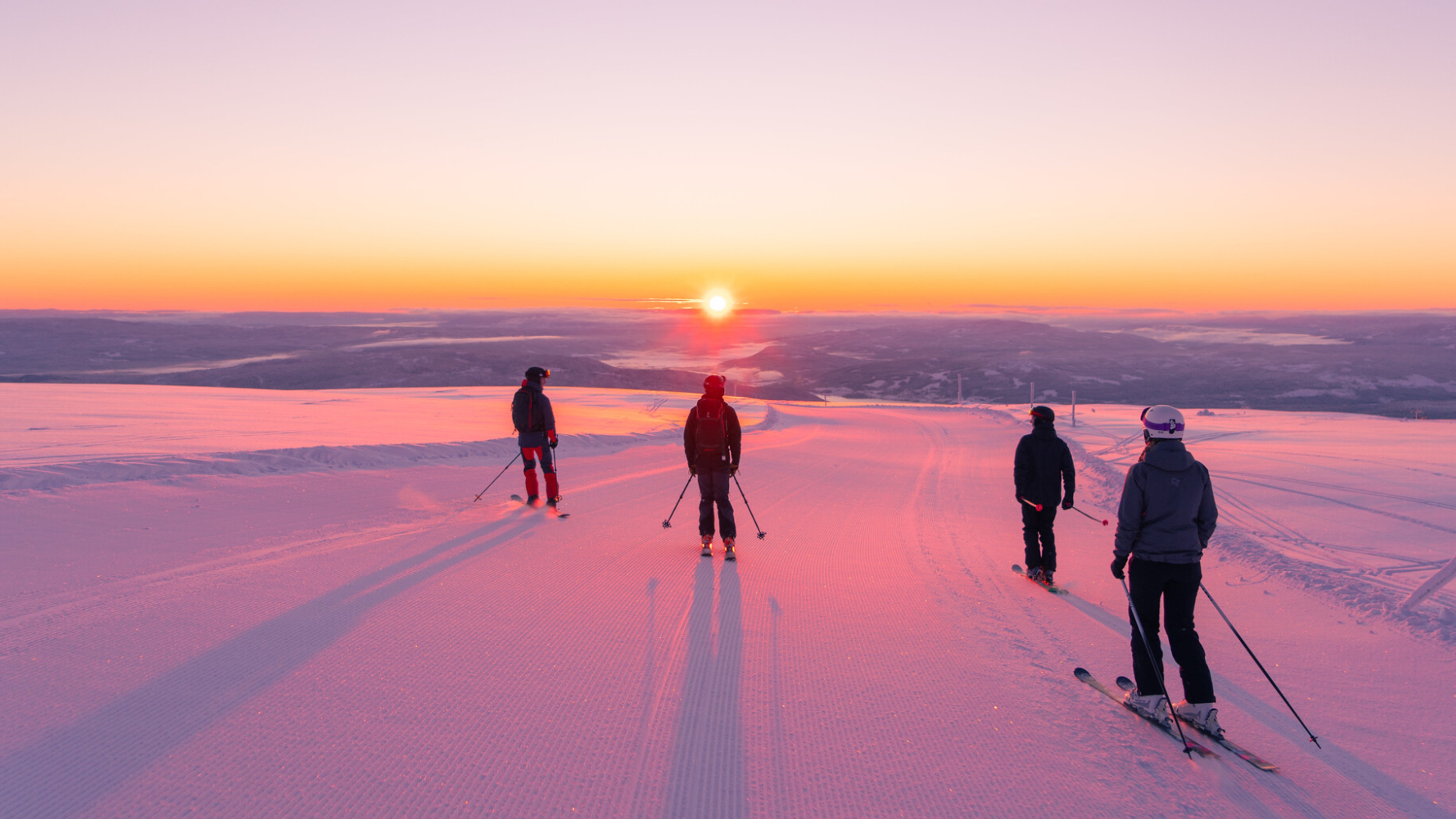 Norefjell Ski Resort in sunset