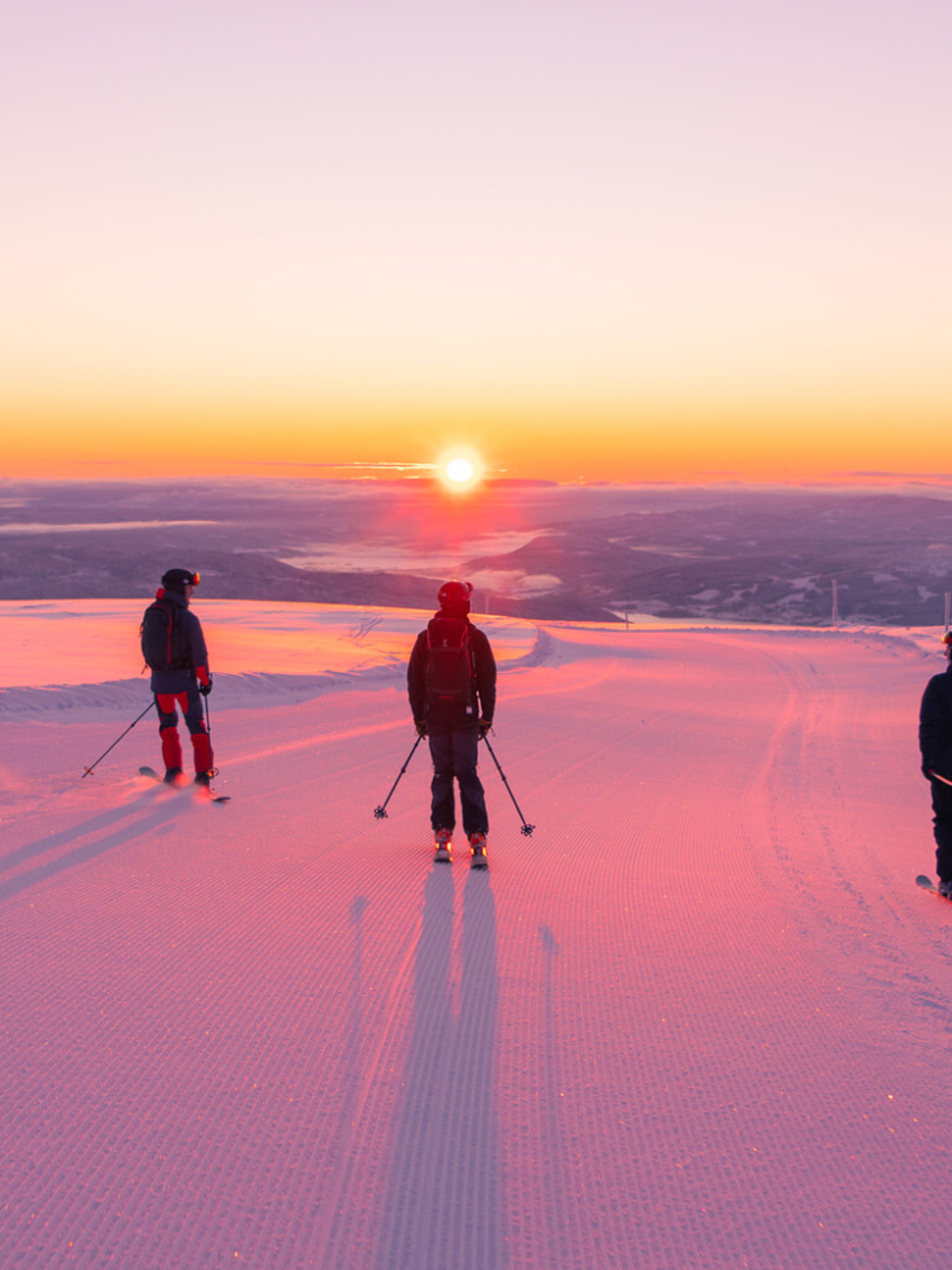 Norefjell Ski Resort in sunset