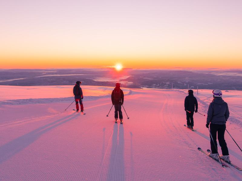 Norefjell Ski Resort in sunset