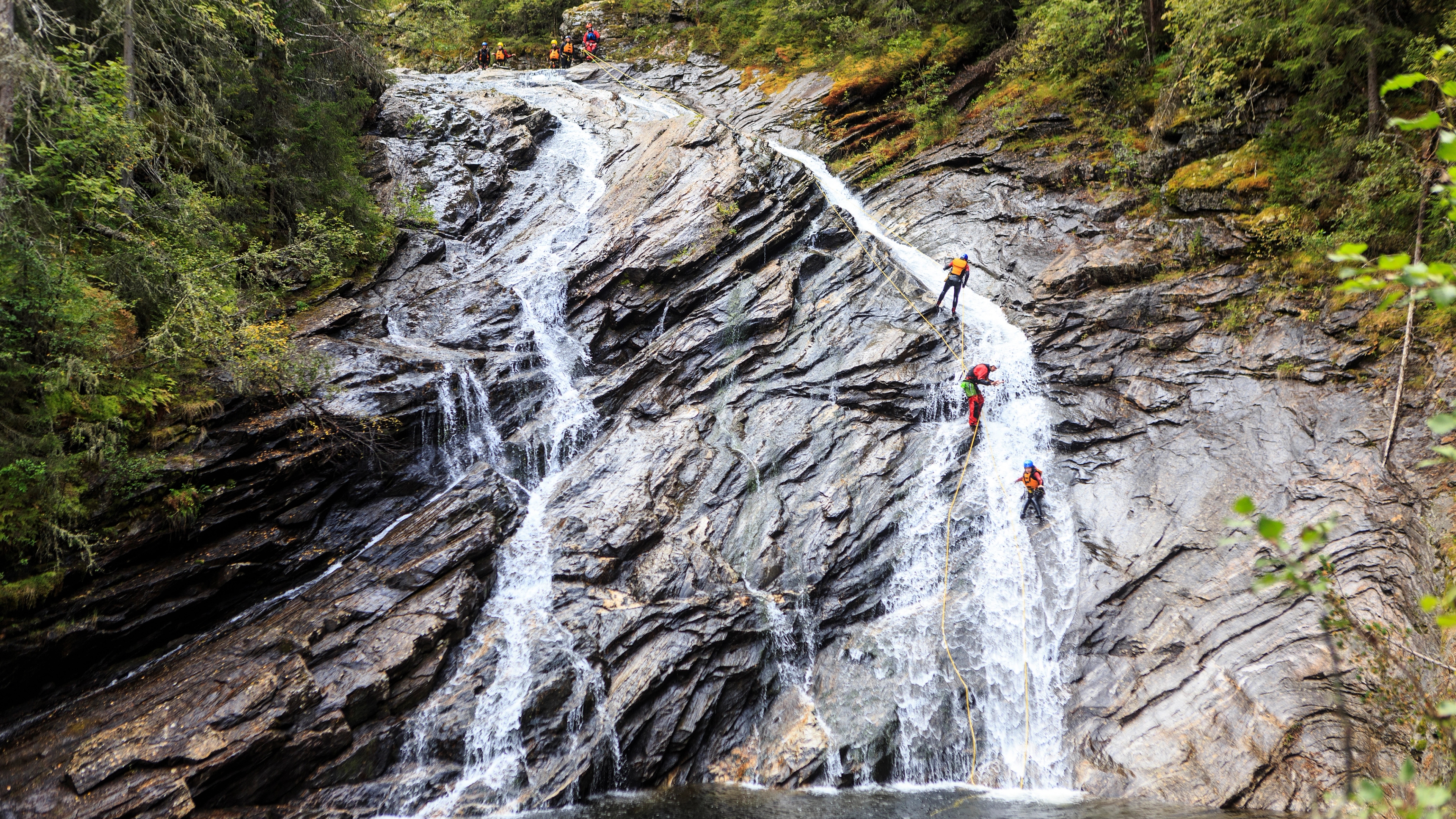 People canyoning in Uvdal in Eastern Norway