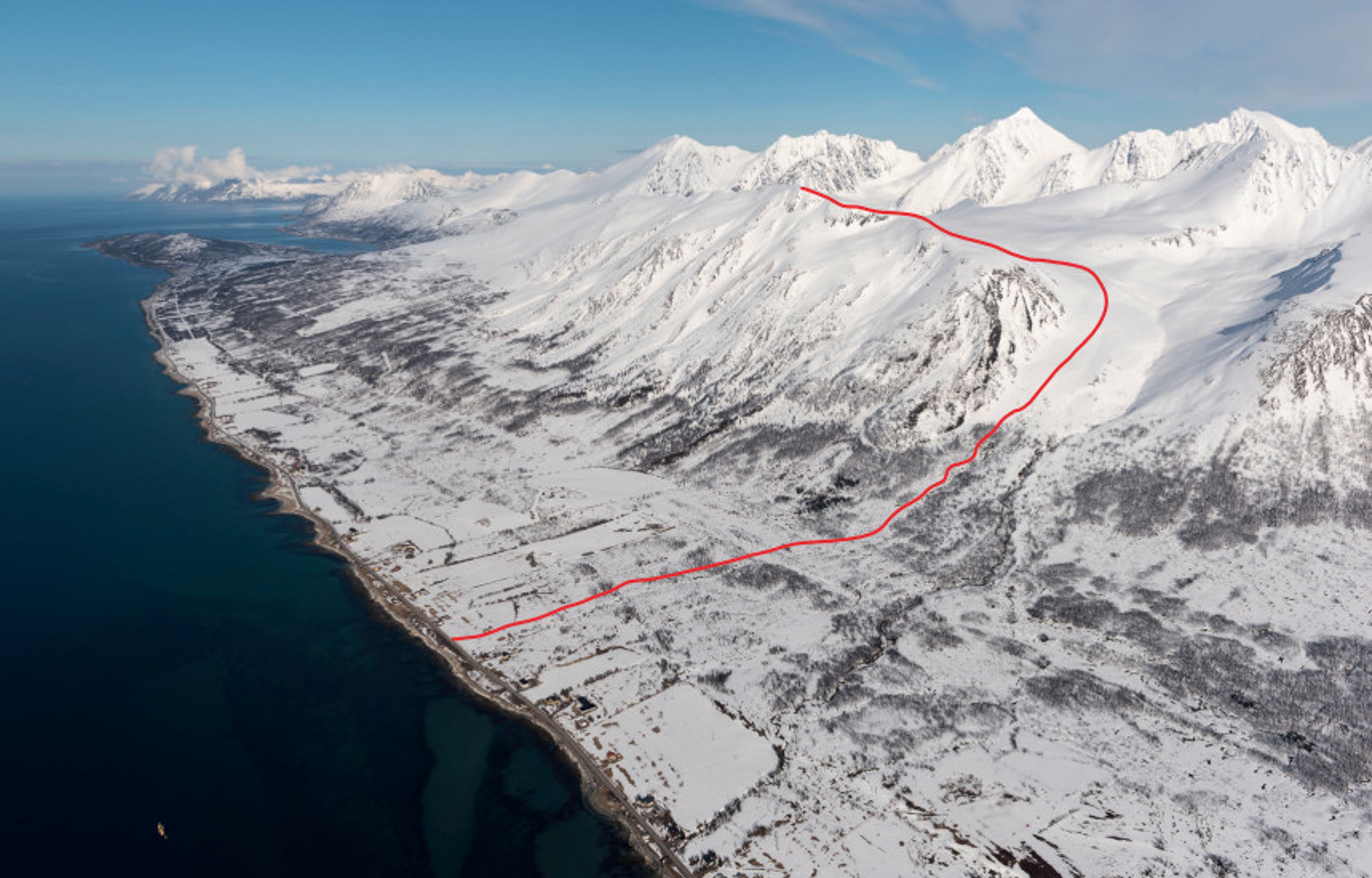 Piste map of Rundfjellet, Lyngen, Fjord Norway