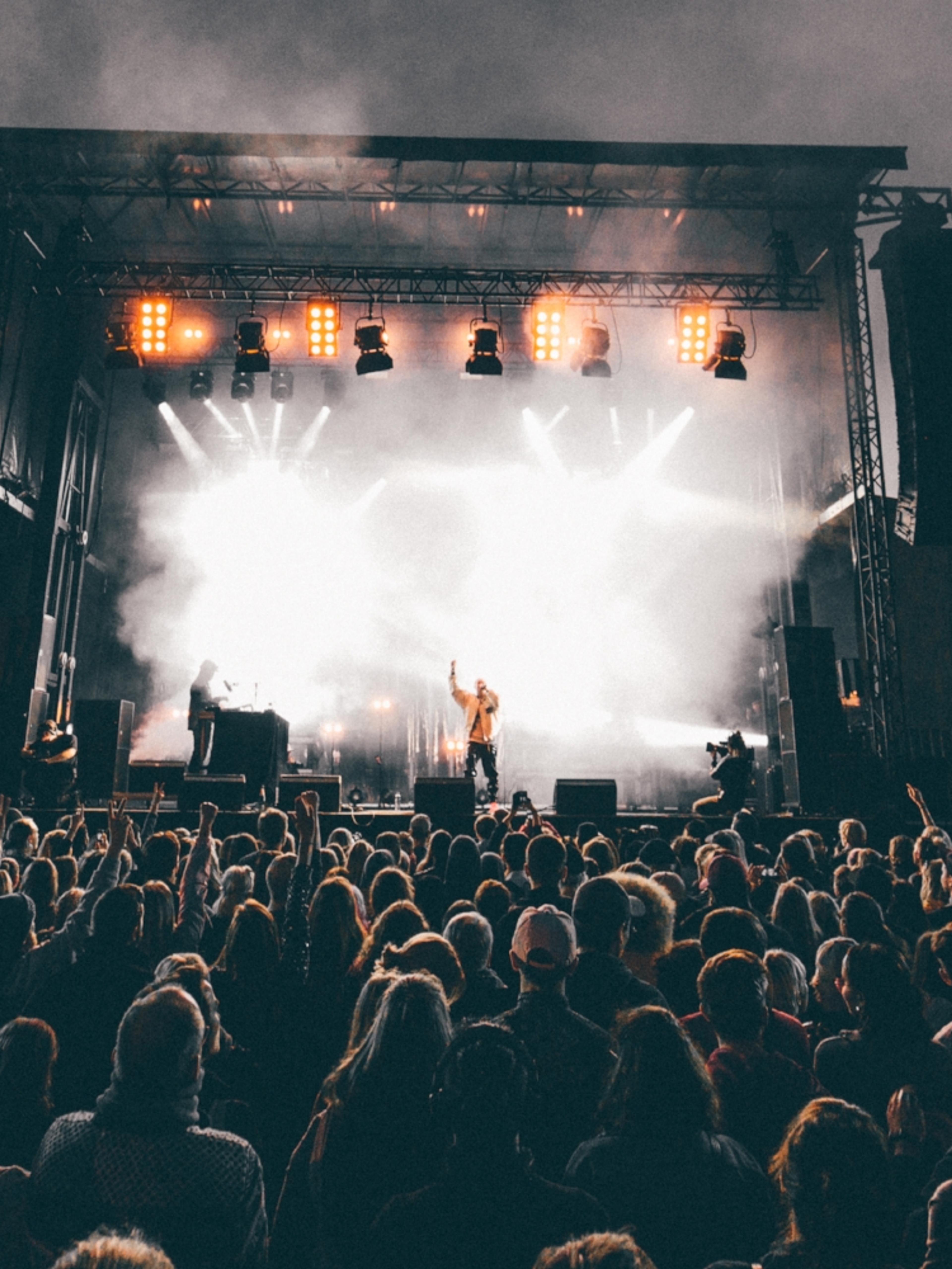 A band performing in front of a big audience at Granittrock festival in Oslo