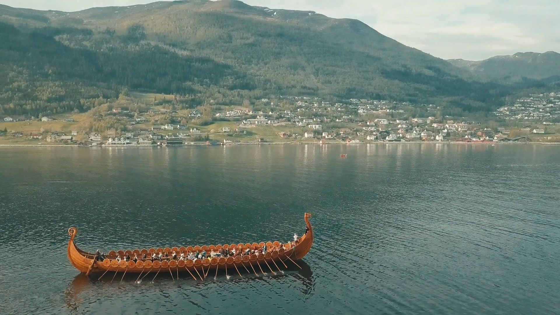 Viking ship Myklebustskipet in Sagastad in Nordfjord, Fjord Norway