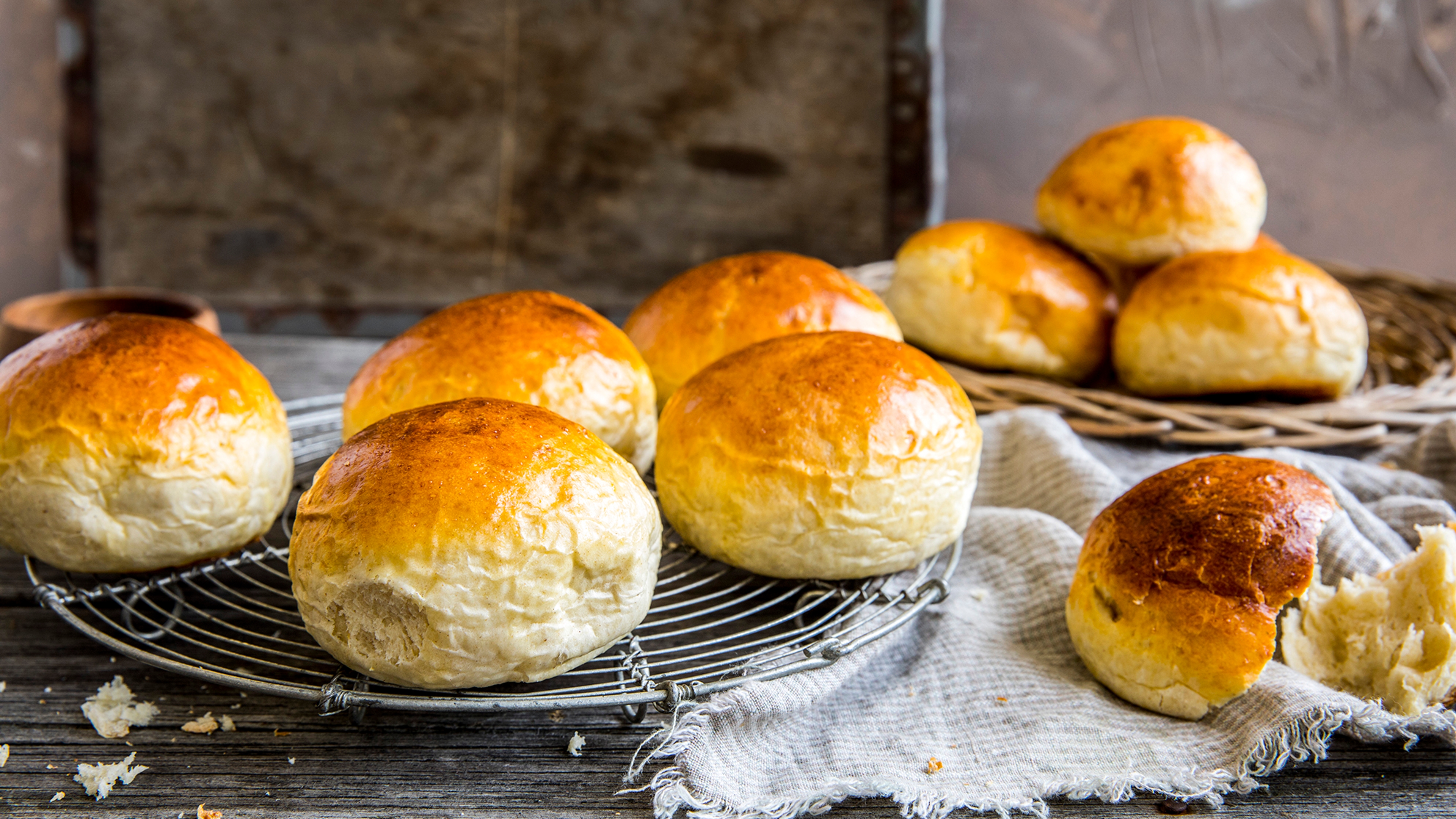 Sweet wheat buns on a platter in Norway