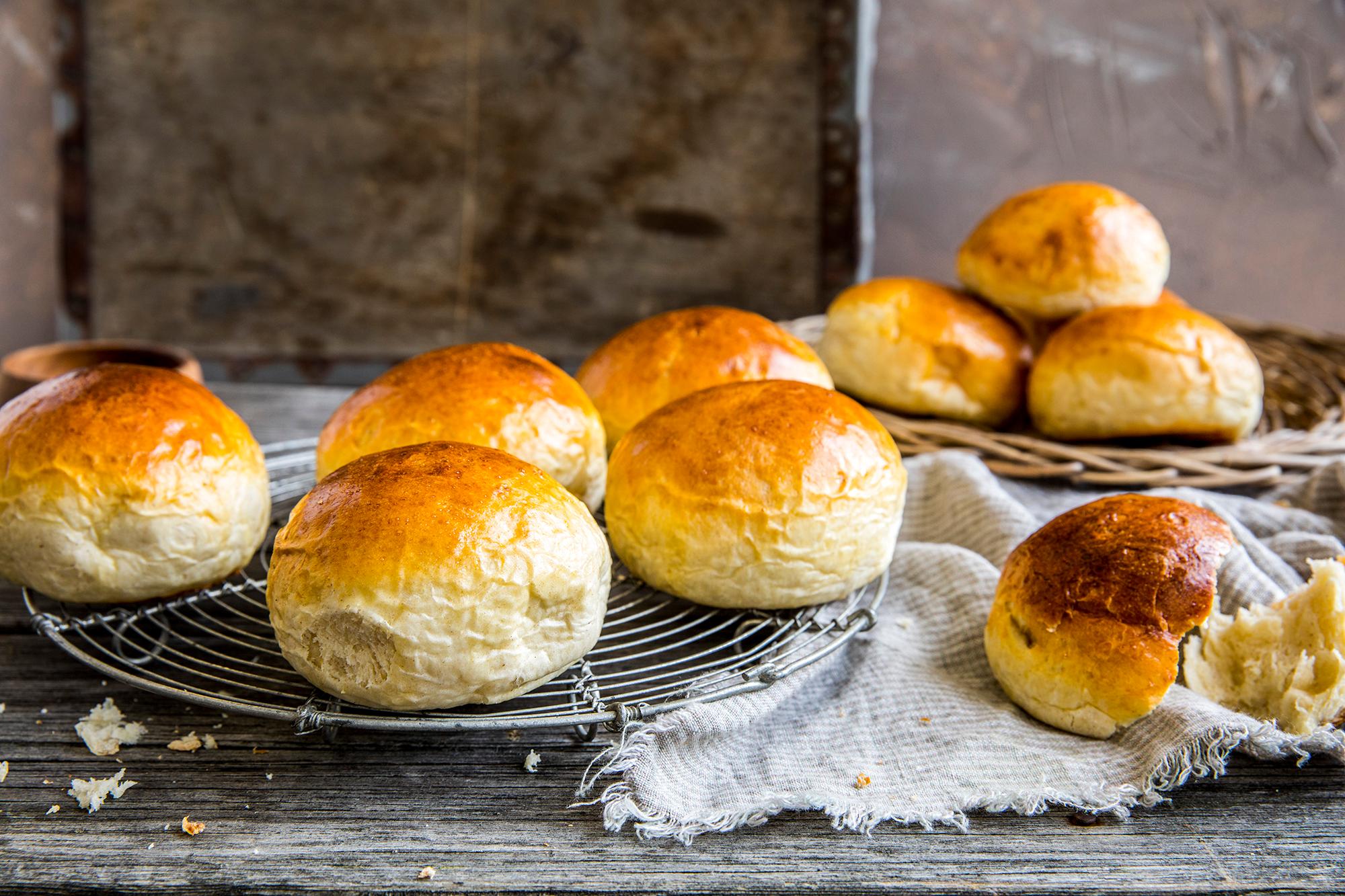 Sweet wheat buns on a platter in Norway