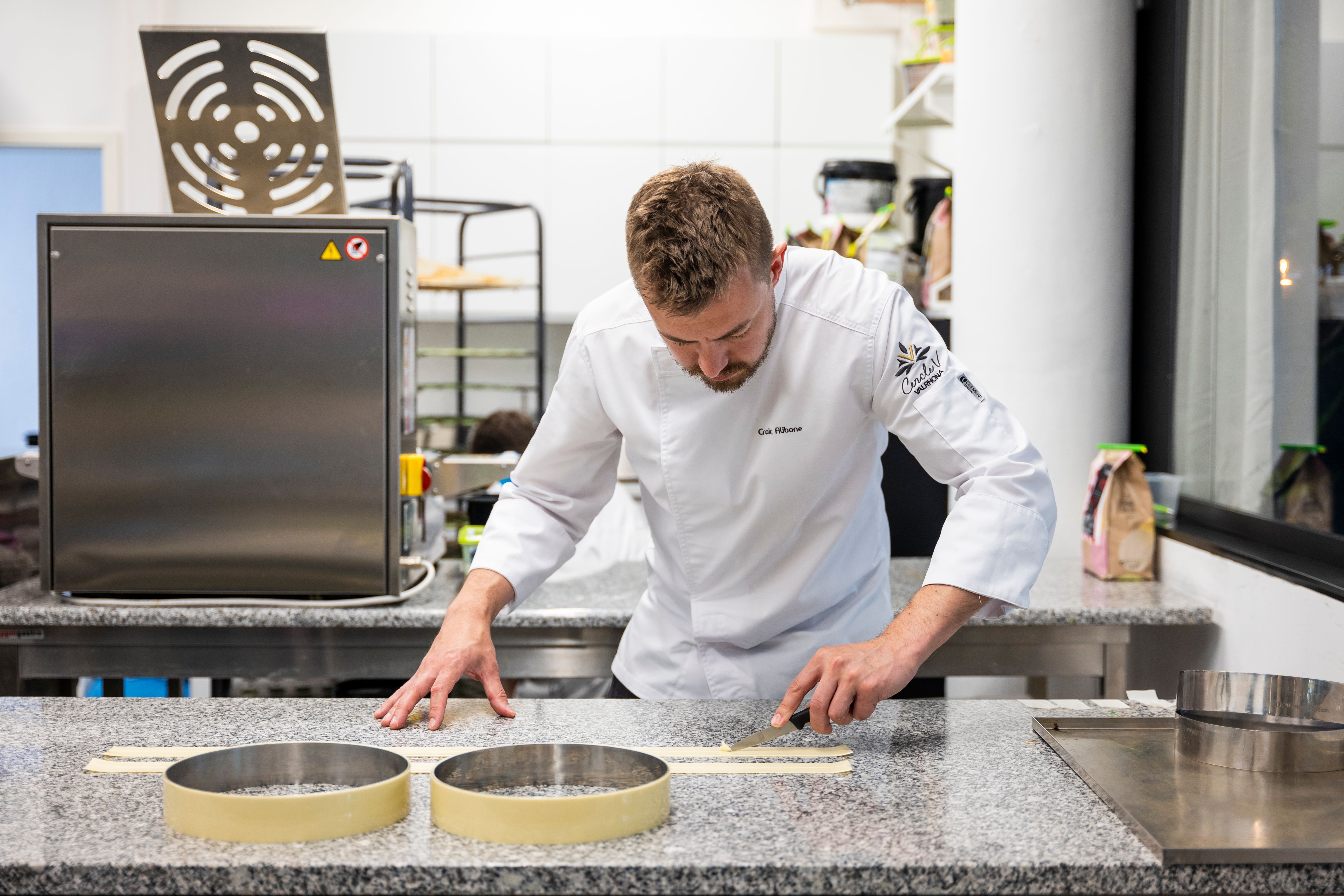 Craig Alibone making chocolate at his patisserie Craig Alibone in Bodø, Northern Norway.