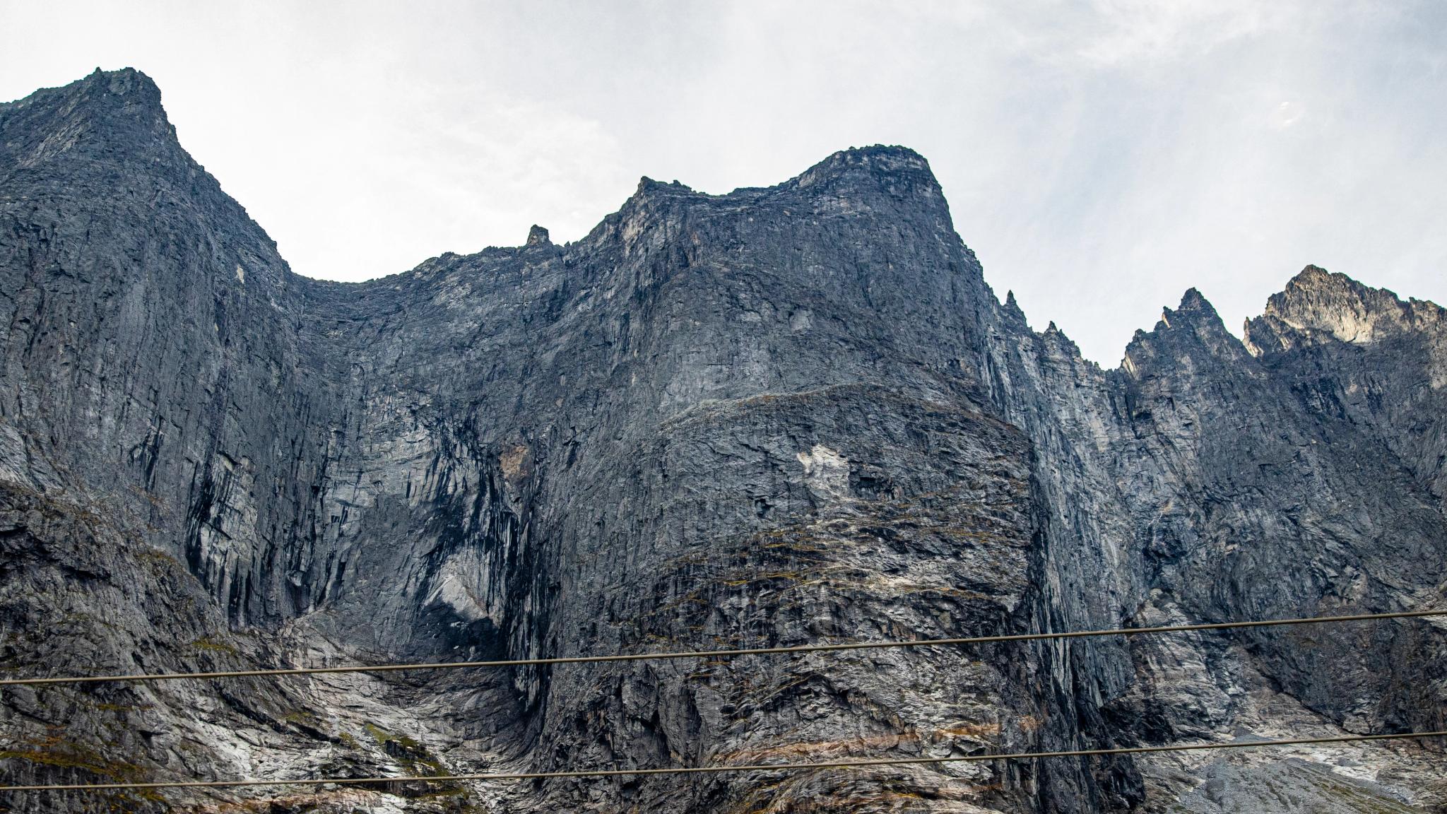 The Trollveggen mountain seen from the Rauma Railway train