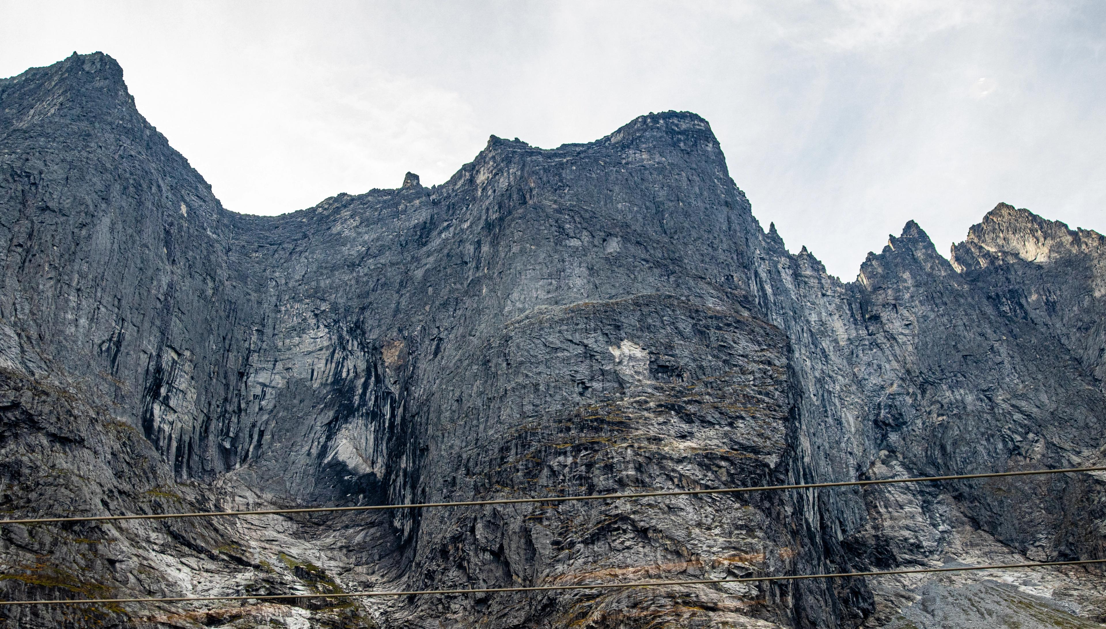 The Trollveggen mountain seen from the Rauma Railway train