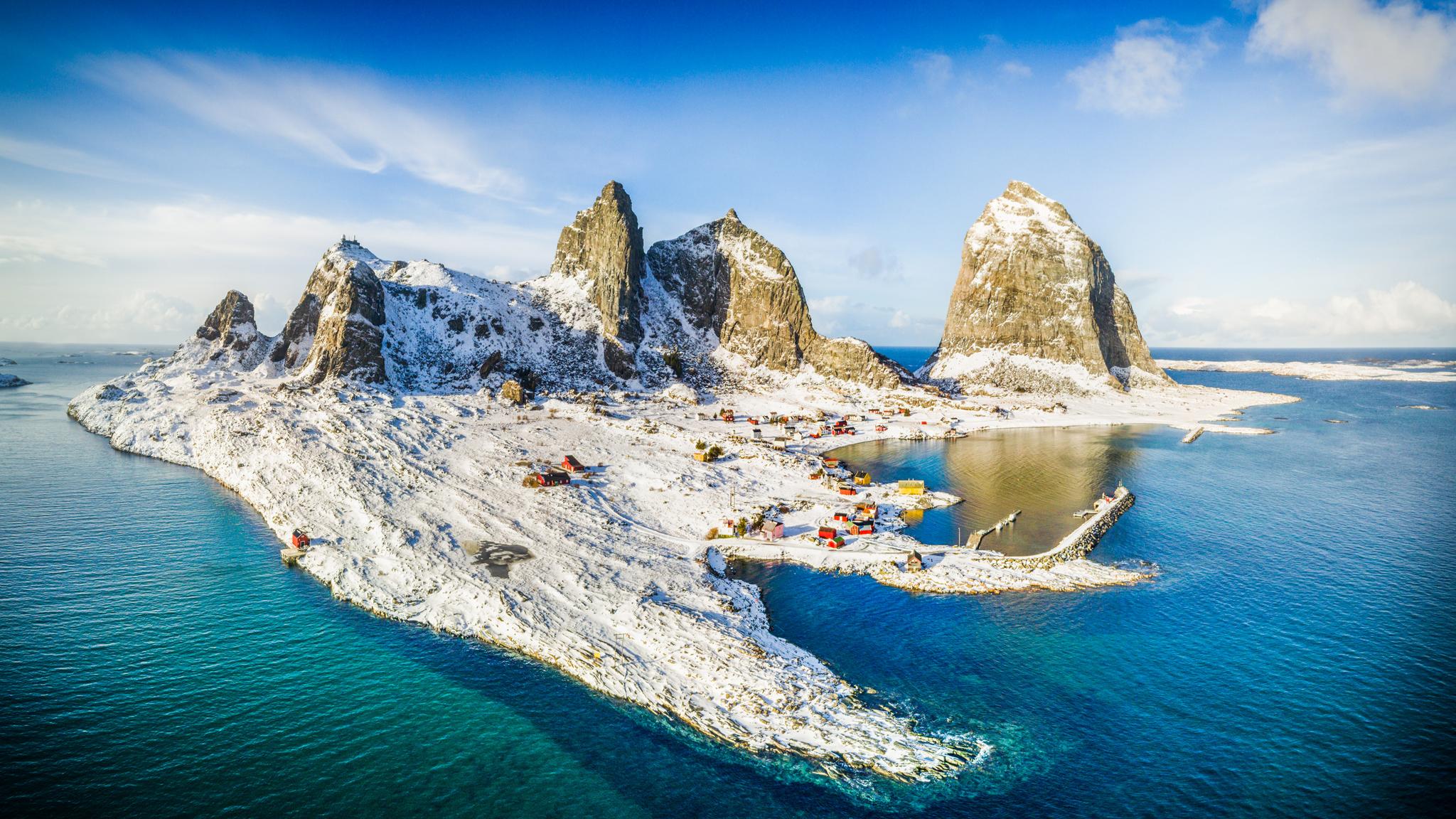 Snow at the the Træna islands in Northern Norway