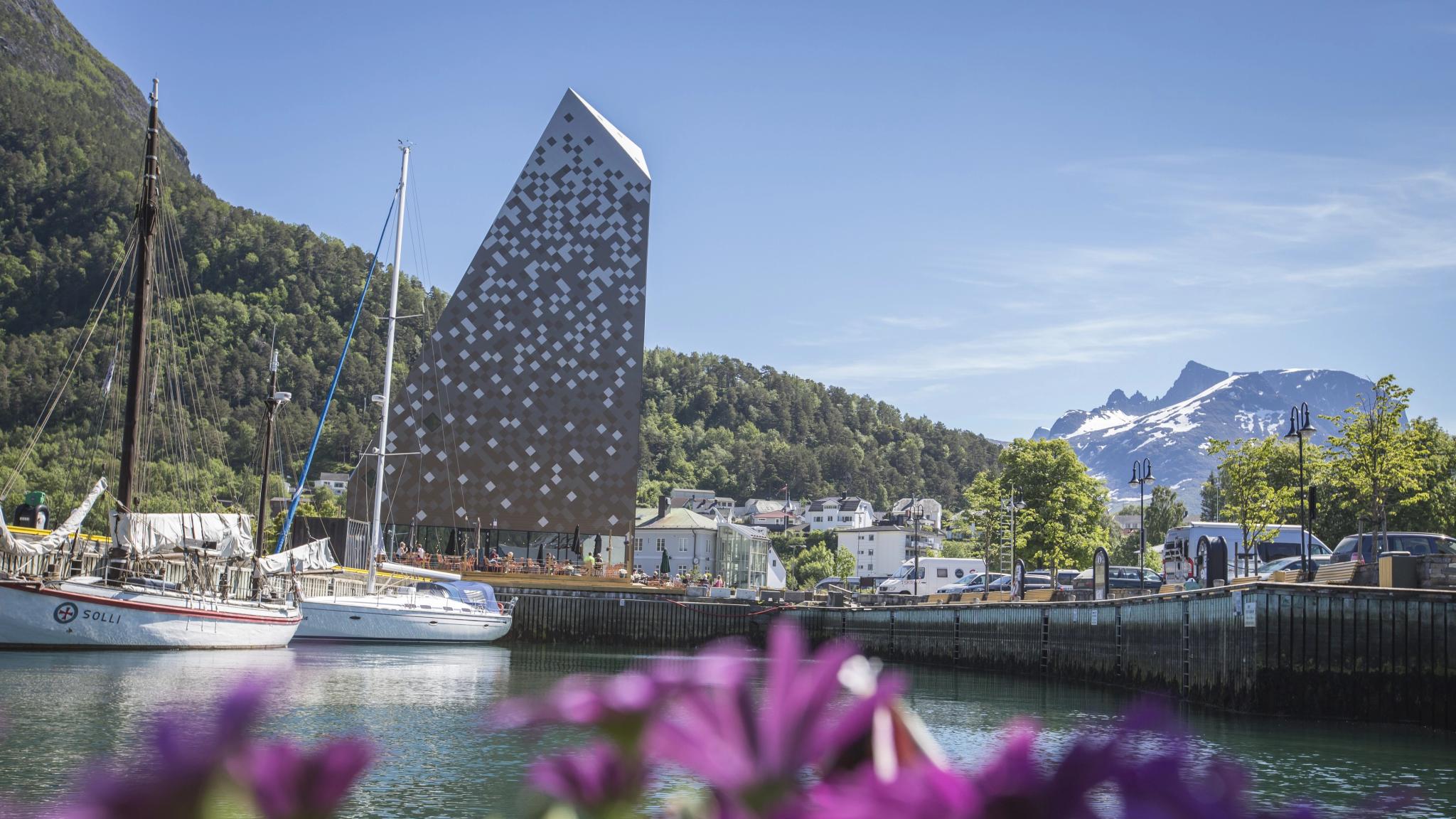 Norsk Tindesenter in the harbour of Åndalsnes in Northwest, Fjord Norway