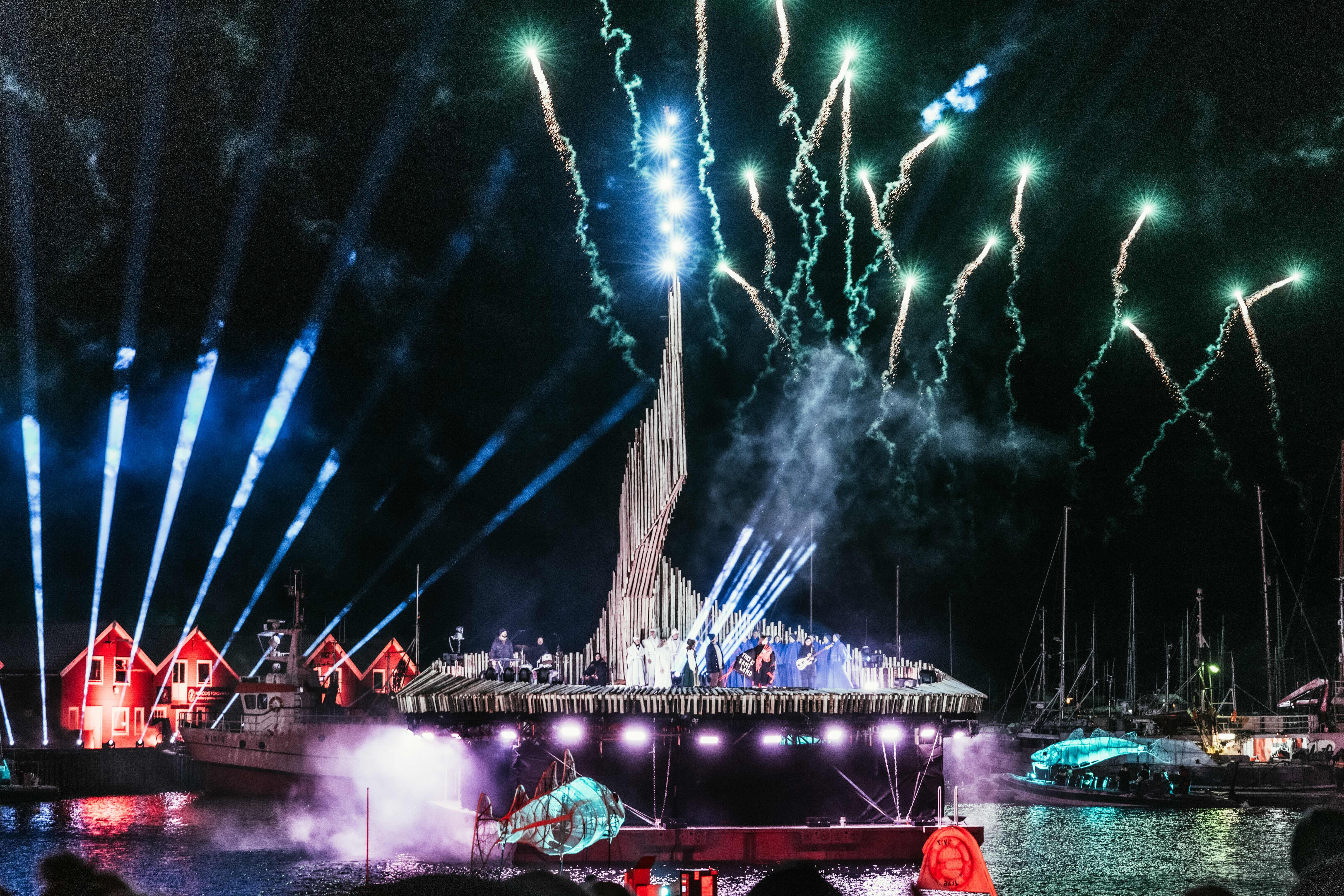 Fireworks and scene in Bodø