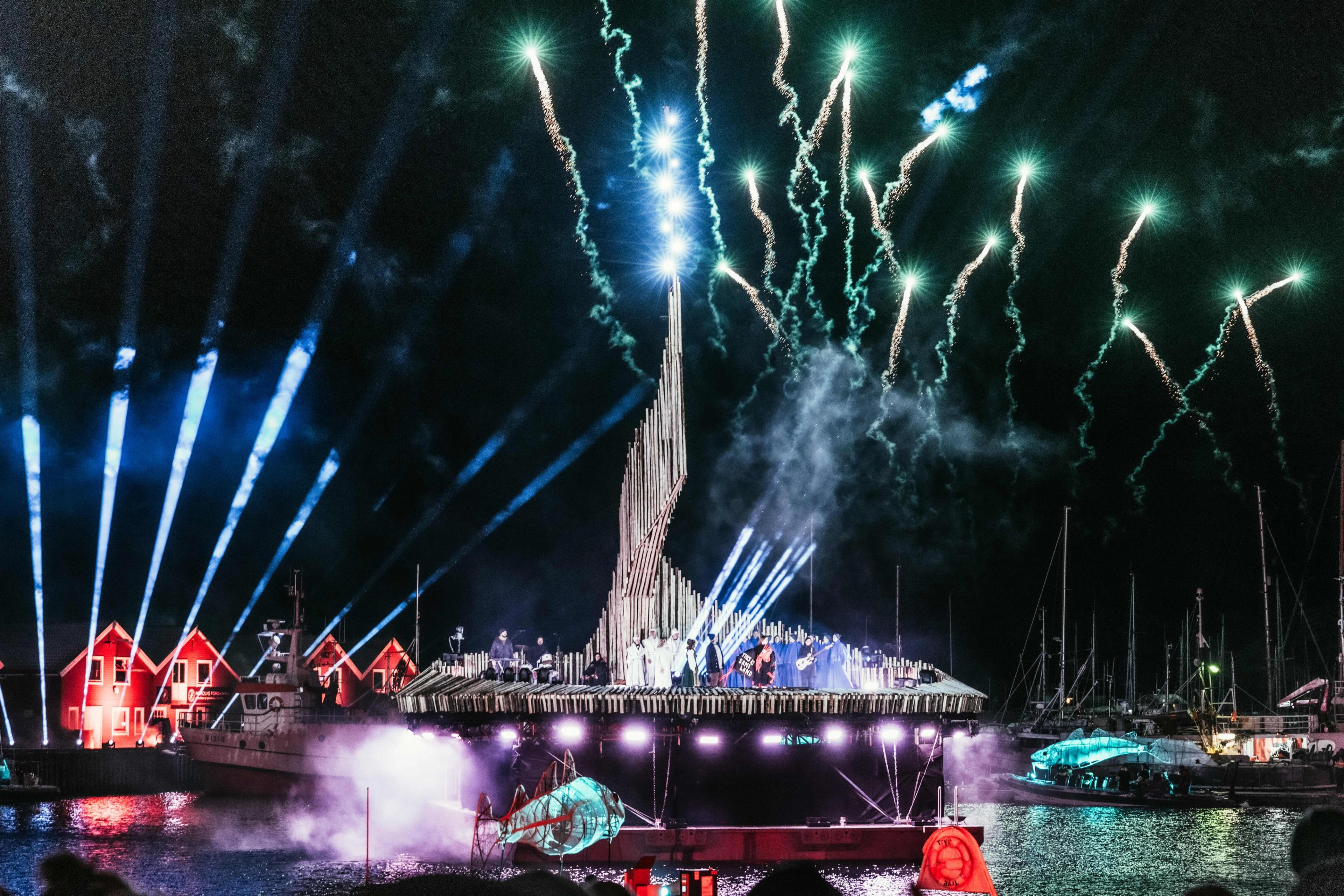 Fireworks and scene in Bodø