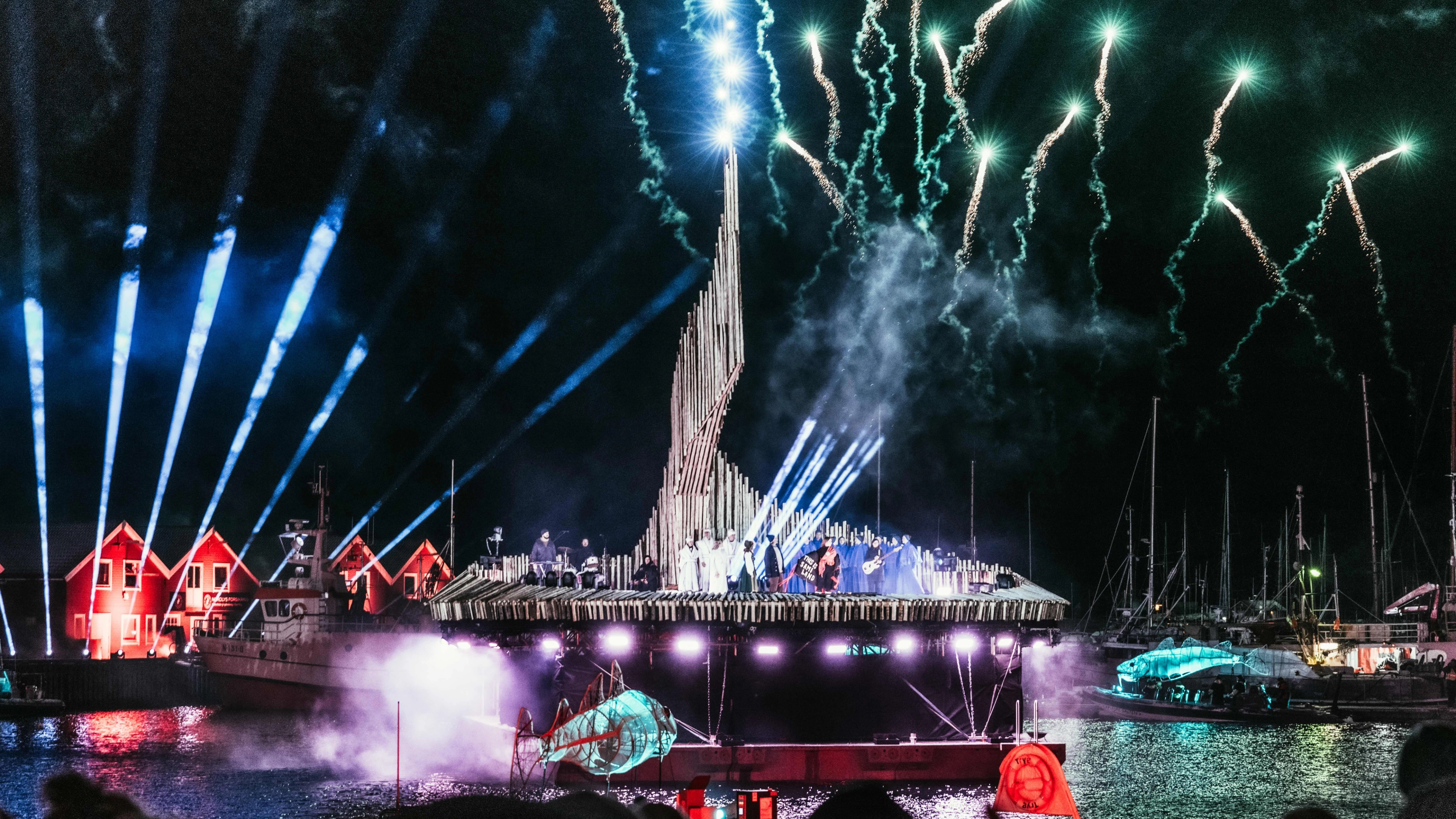 Fireworks and scene in Bodø