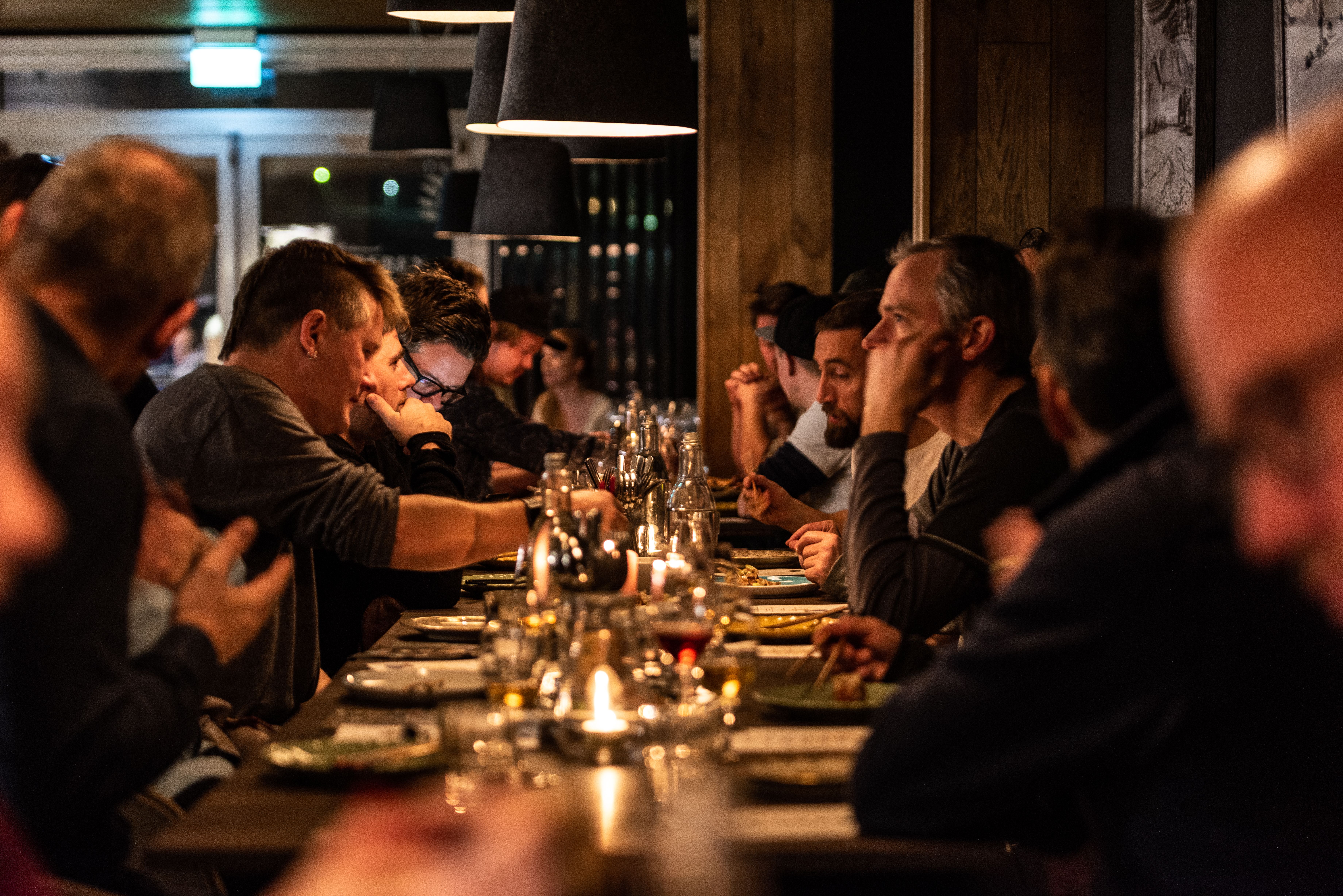 Many people eating at a restaurant in Longyearbyen, Svalbard, Northern Norway