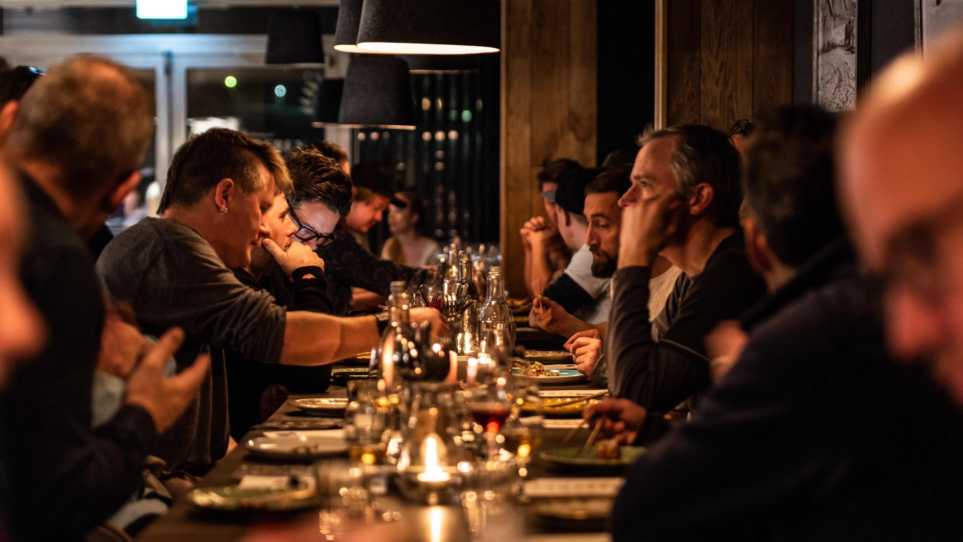 Many people eating at a restaurant in Longyearbyen, Svalbard, Northern Norway