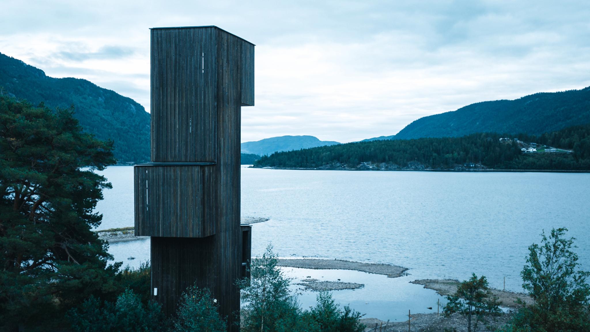 Evening by the Sea Monster Tower in Seljord, Telemark