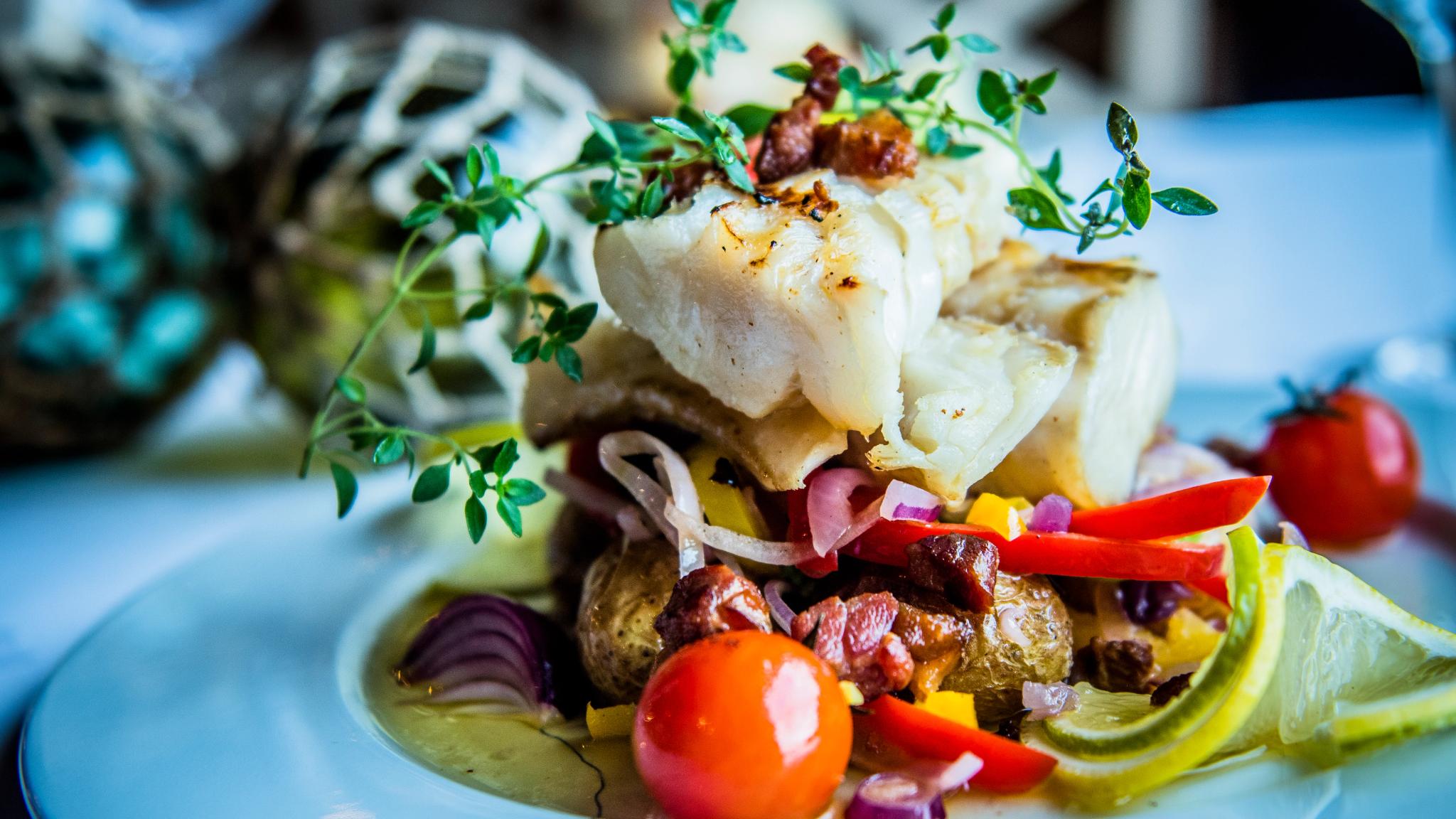 Cod and vegetables on a plate in Northern Norway