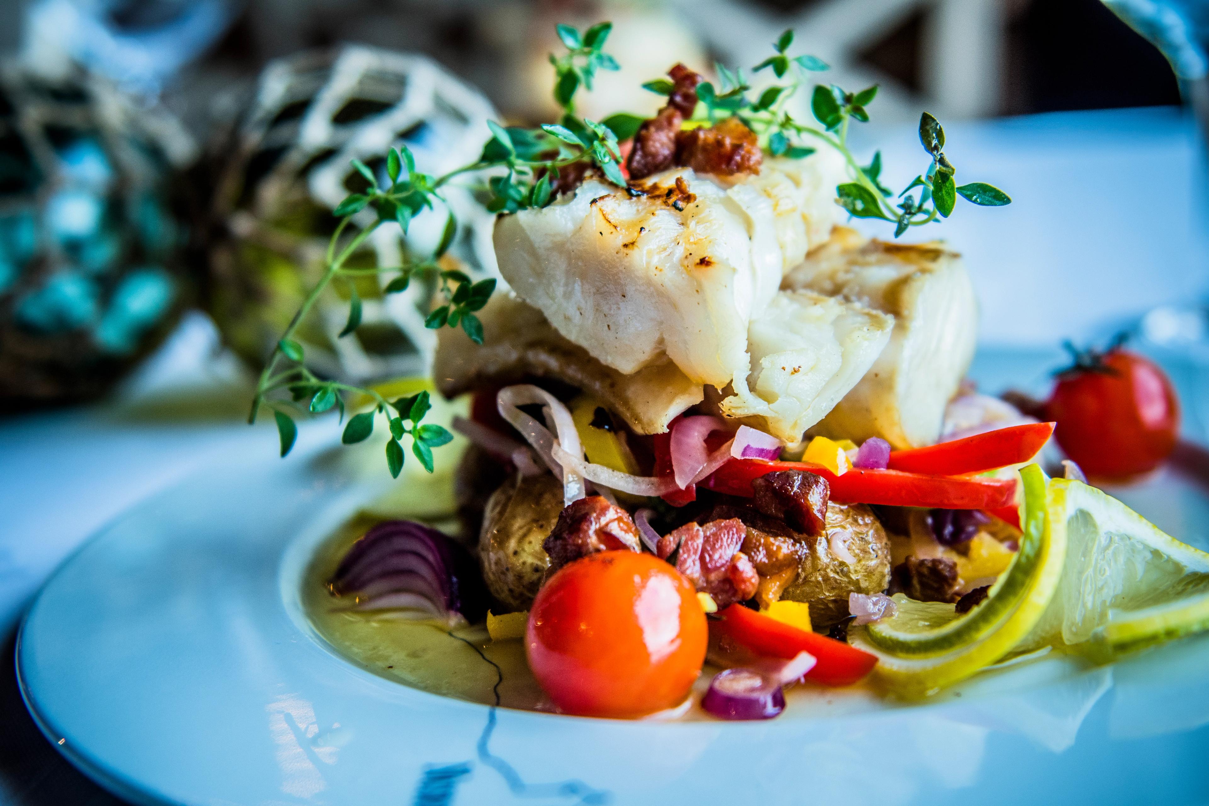 Cod and vegetables on a plate in Northern Norway