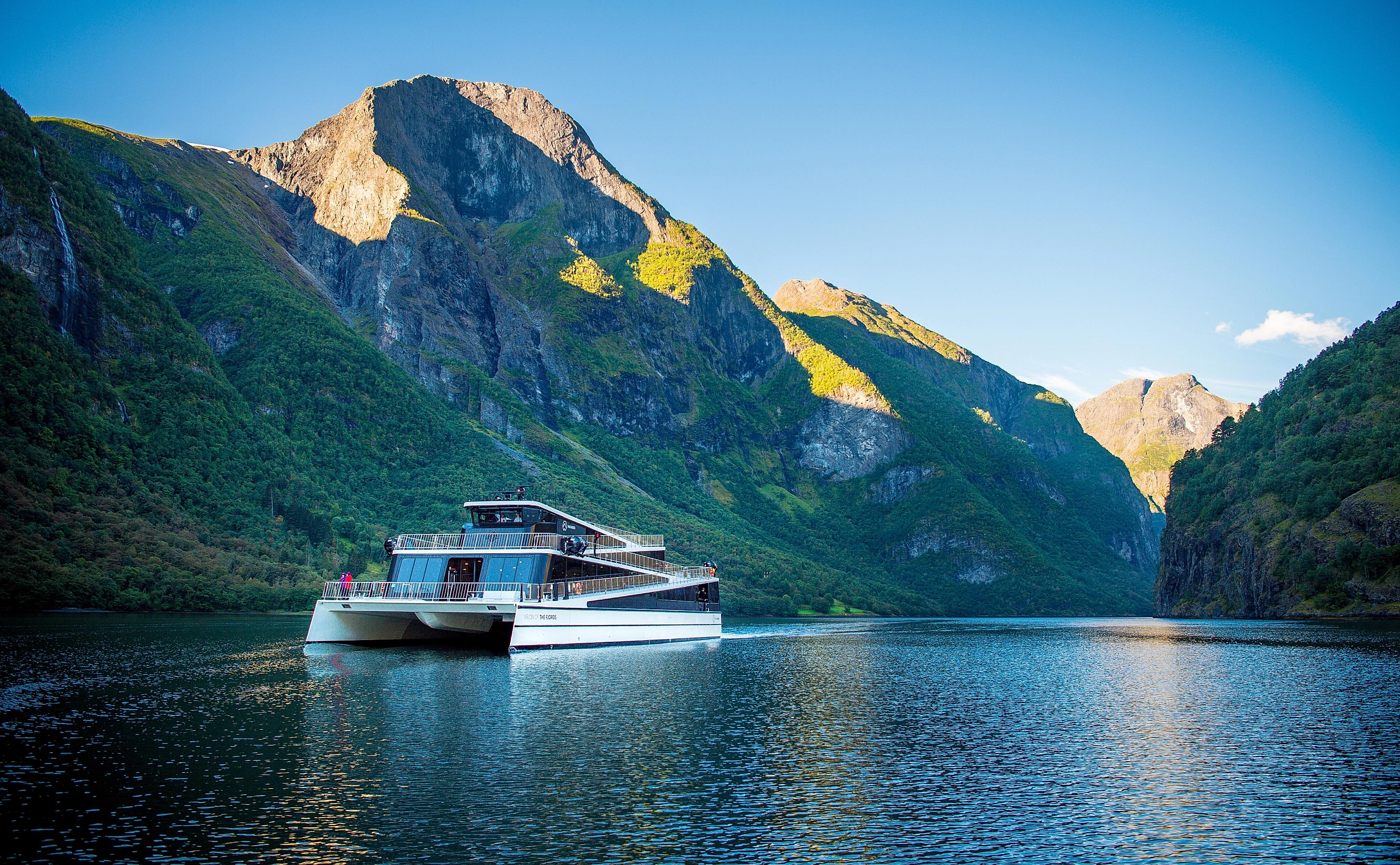 An electric ferry on the Nærøyfjord, Norway