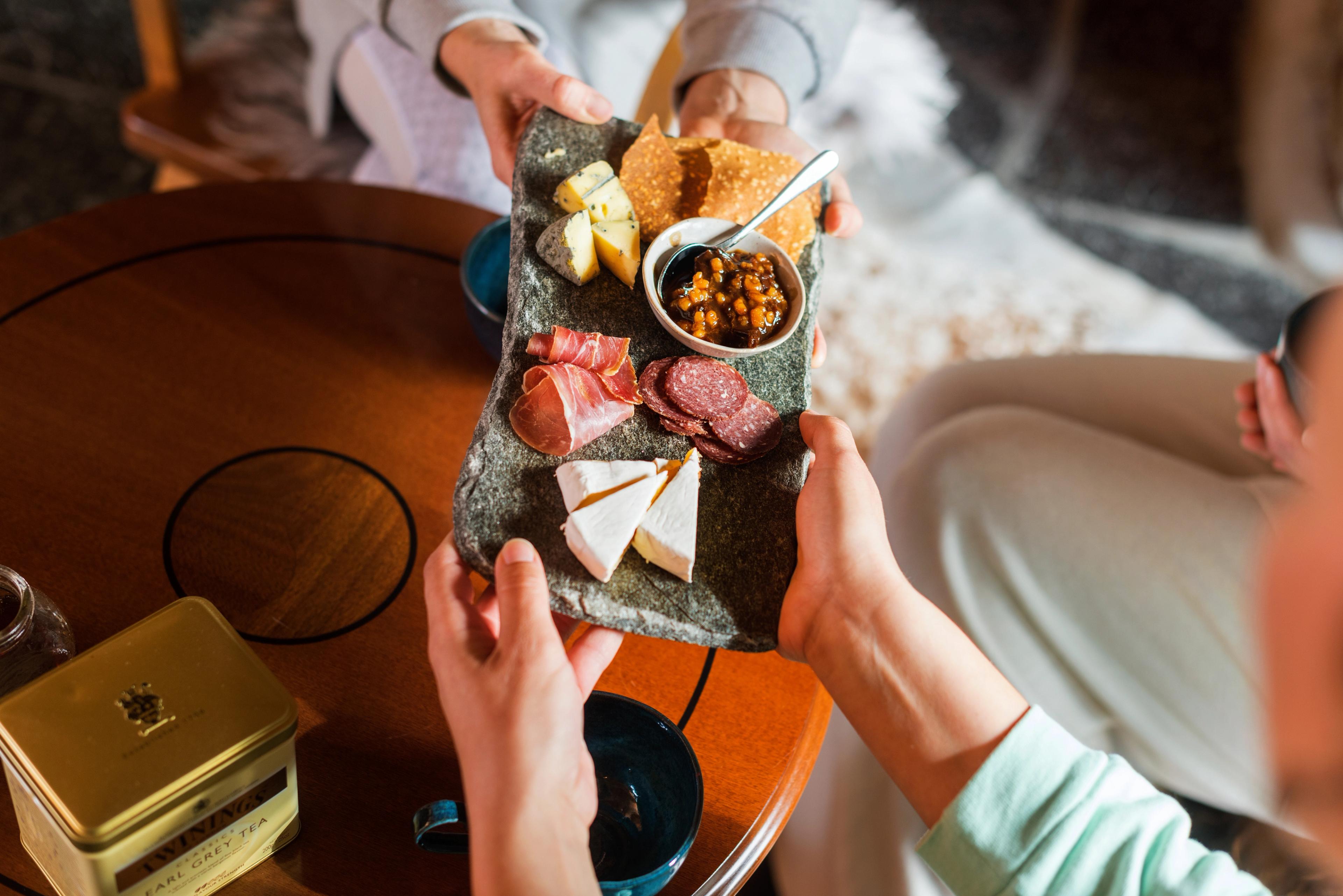 A plate of local cheese, cured meat and jam from Trøndelag