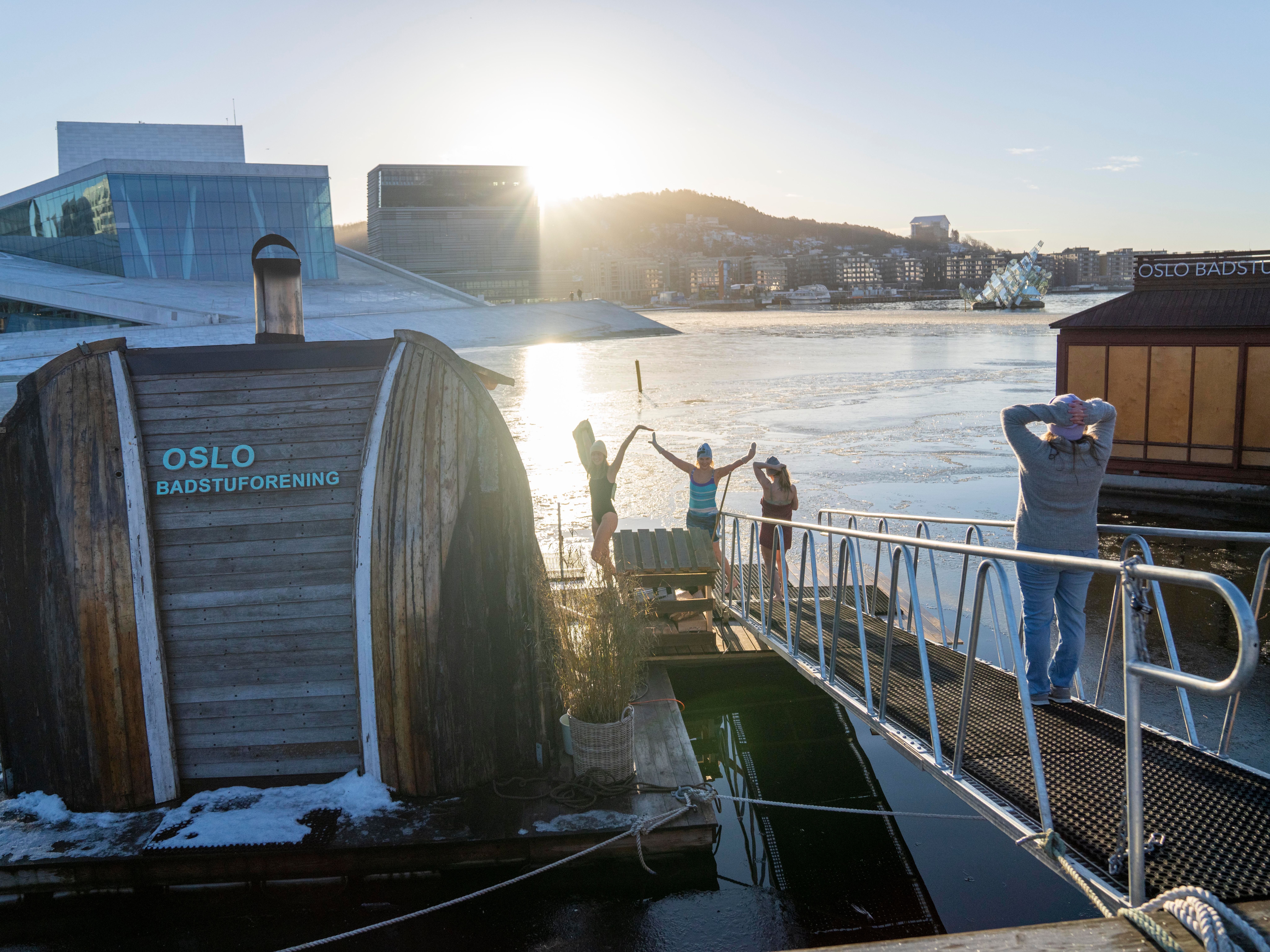 Ice bathing at Oslo Badstuforening, Oslo, Eastern Norway