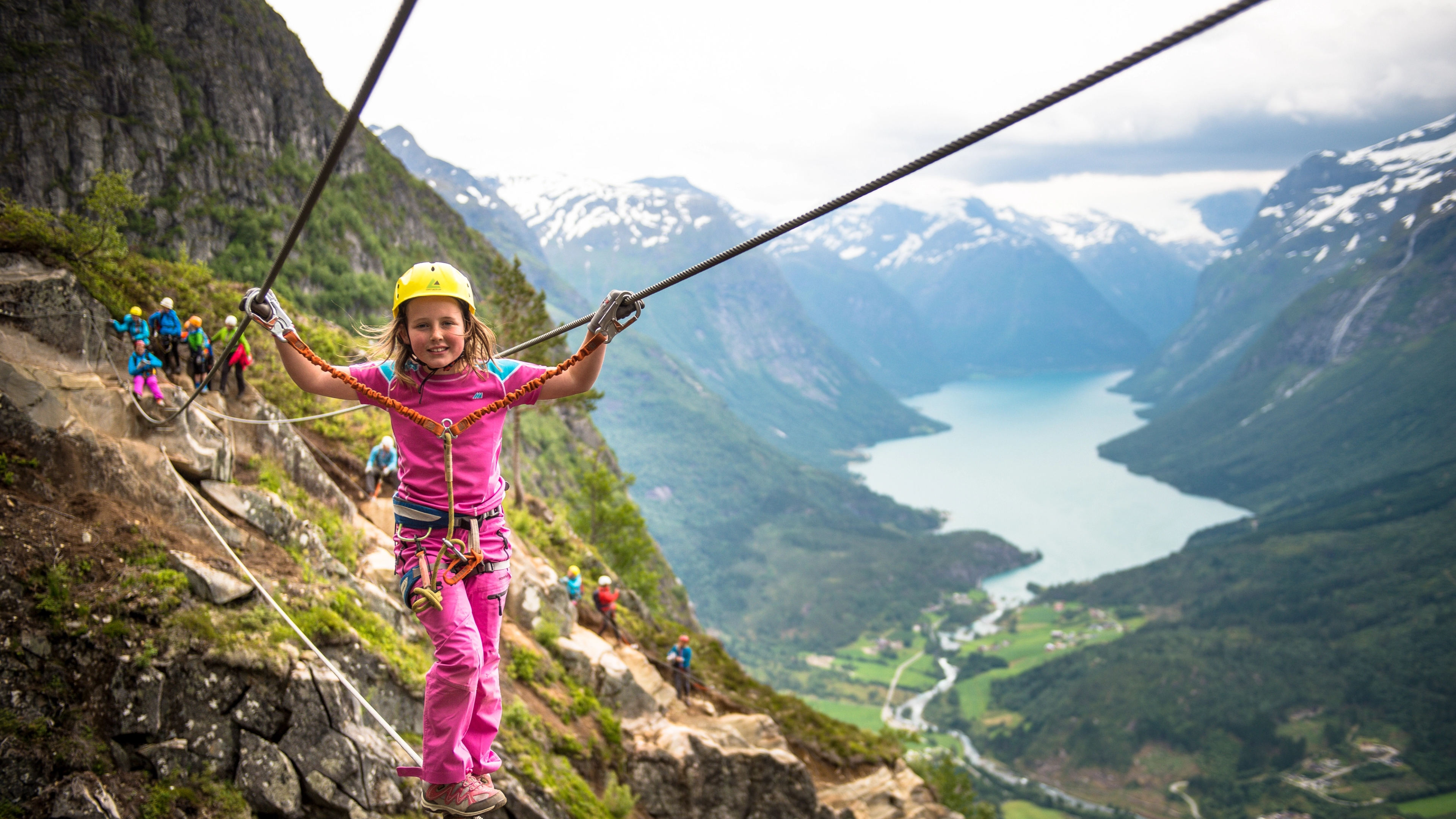 A young girl in Via Ferrata, Loen.