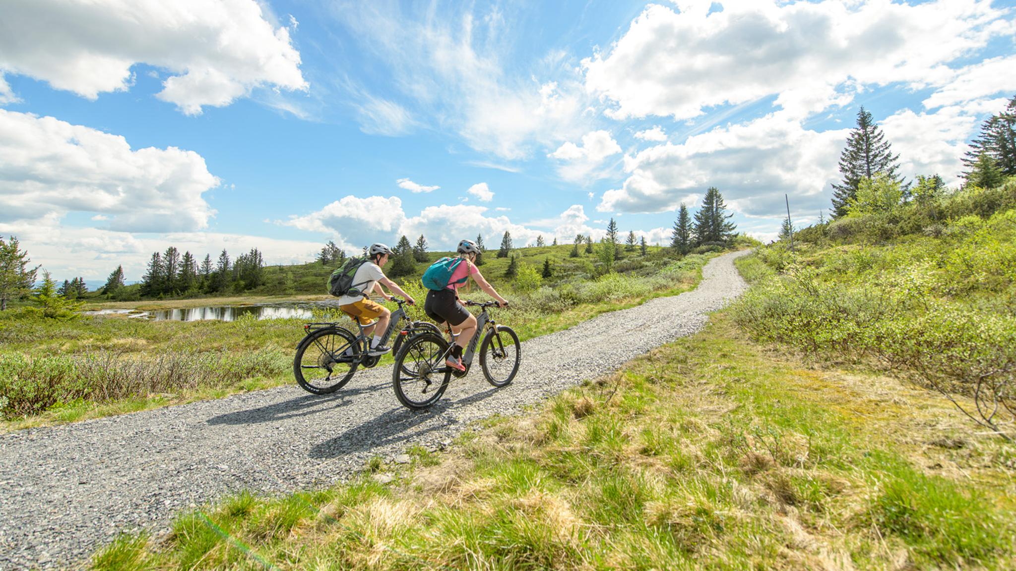Cyclist on Mjølkevegen in Gol, Eastern Norway.