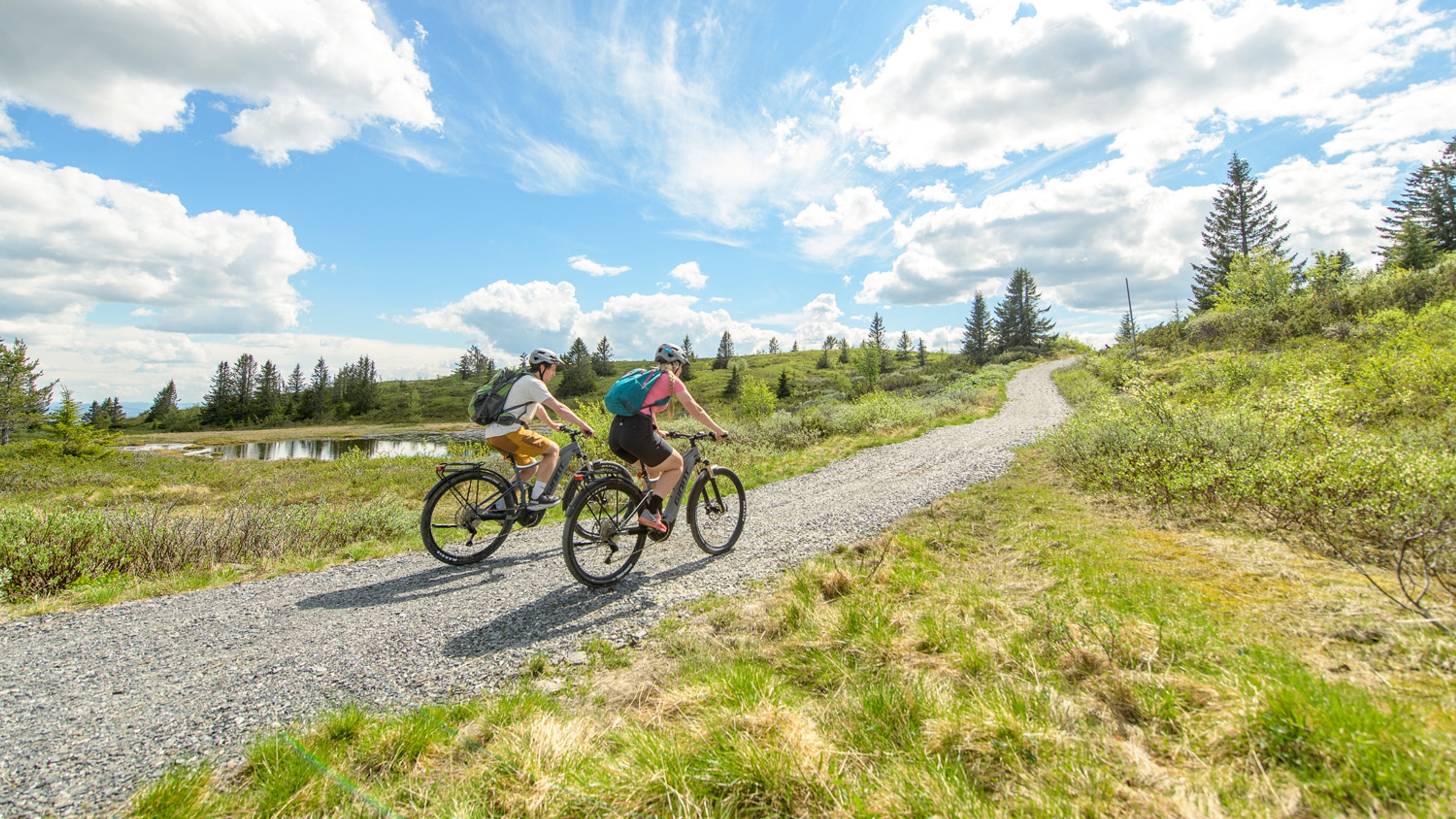 Cyclist on Mjølkevegen in Gol, Eastern Norway.