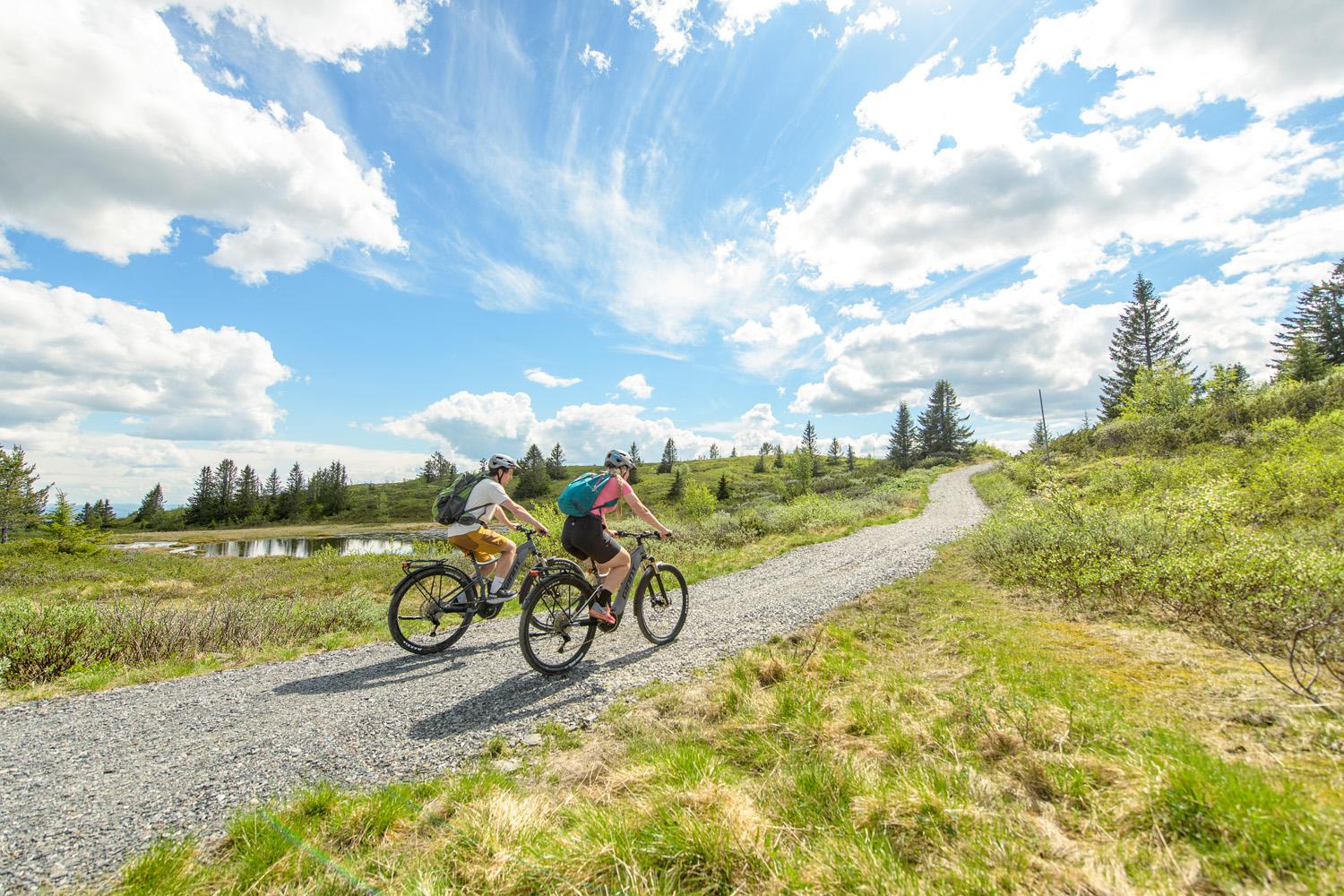 Cyclist on Mjølkevegen in Gol, Eastern Norway.