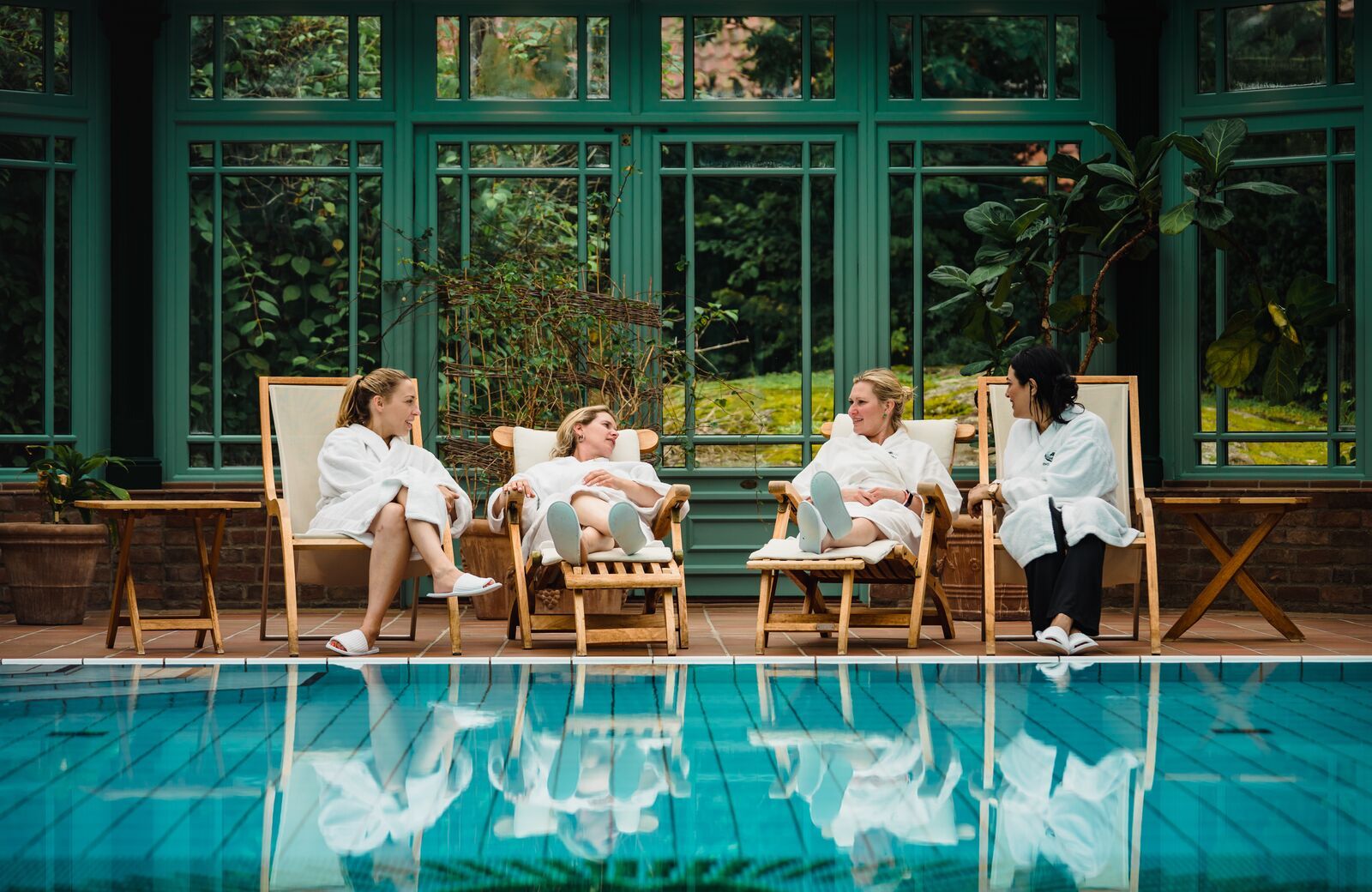 Four girls relaxing at the spa, Norway.