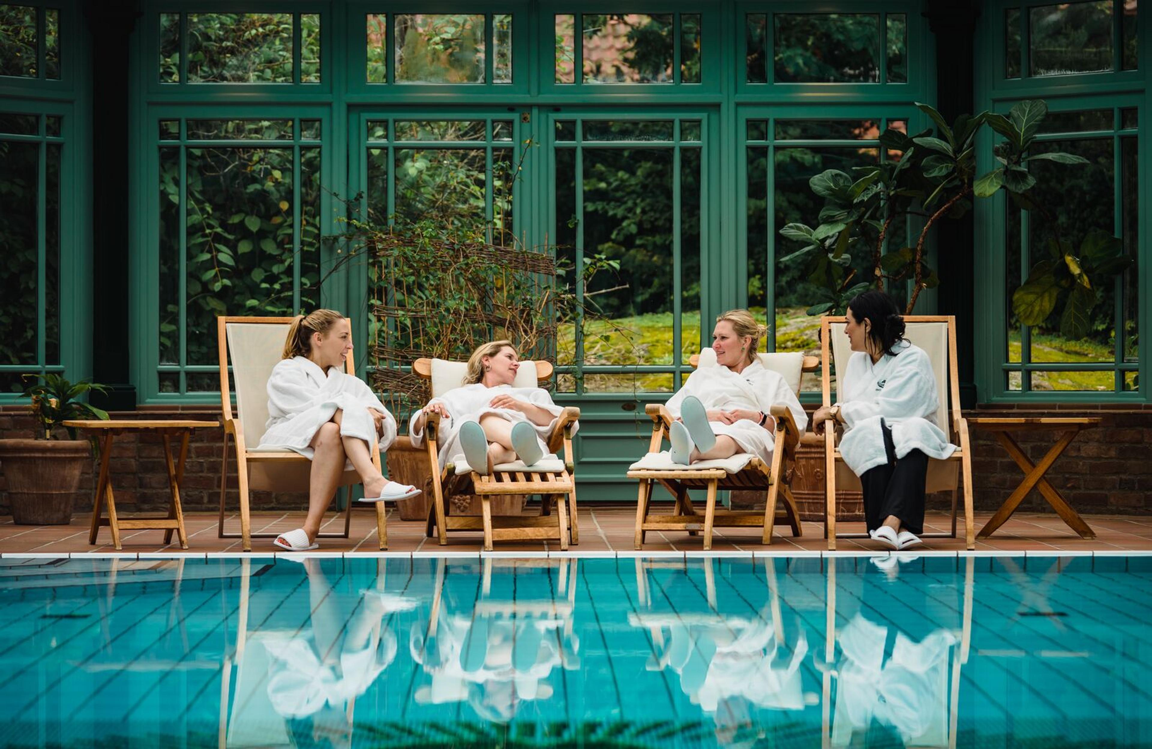 Four girls relaxing at the spa, Norway.