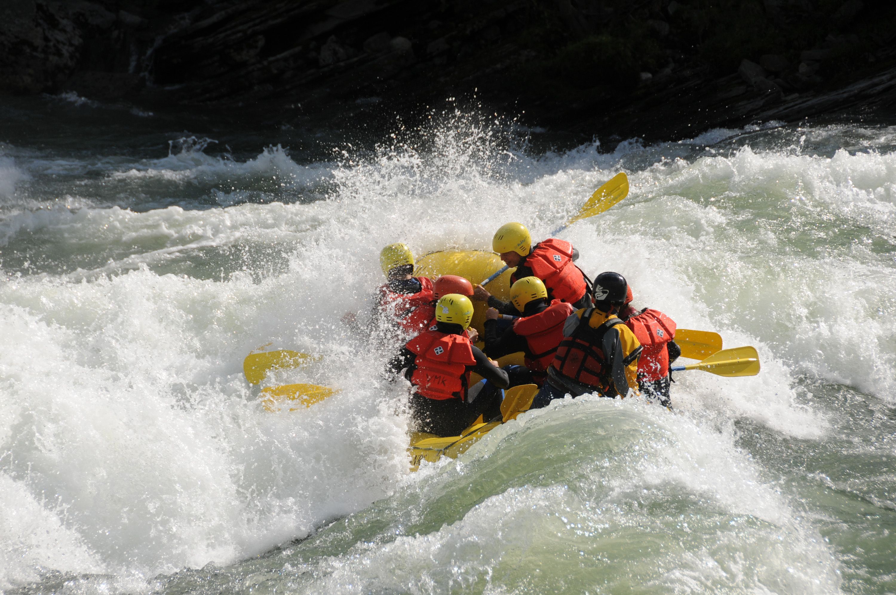 A group of people rafting in the Sjoa river in Eastern Norway