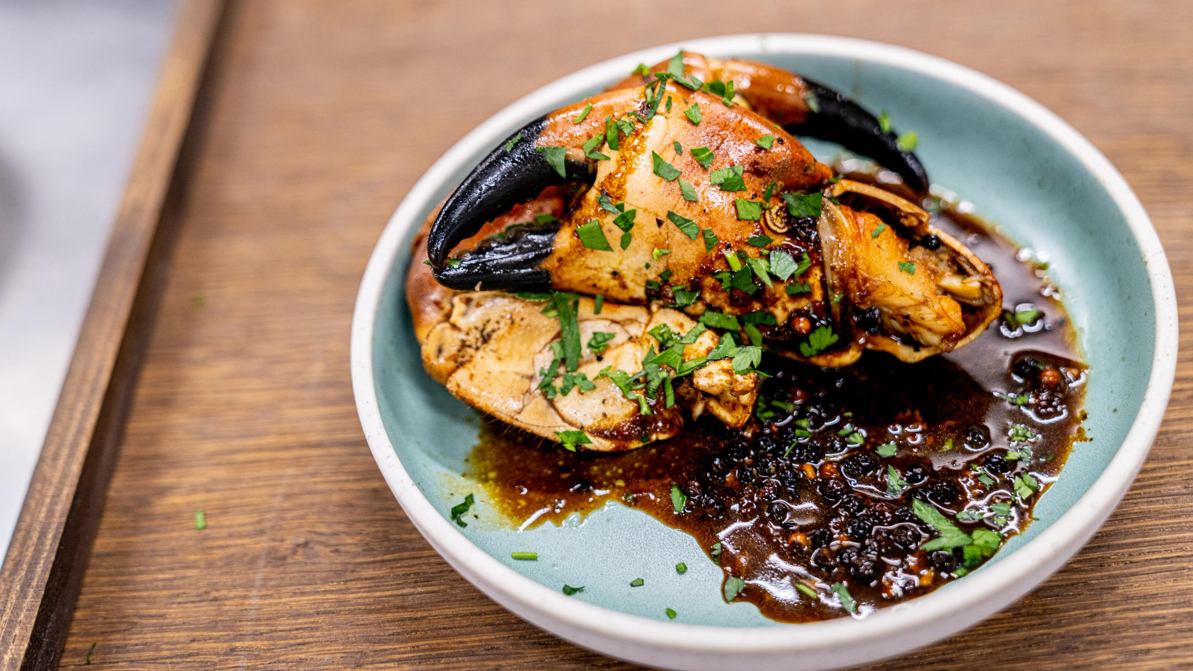 Peppercrab on plate, from Hitra, Trøndelag