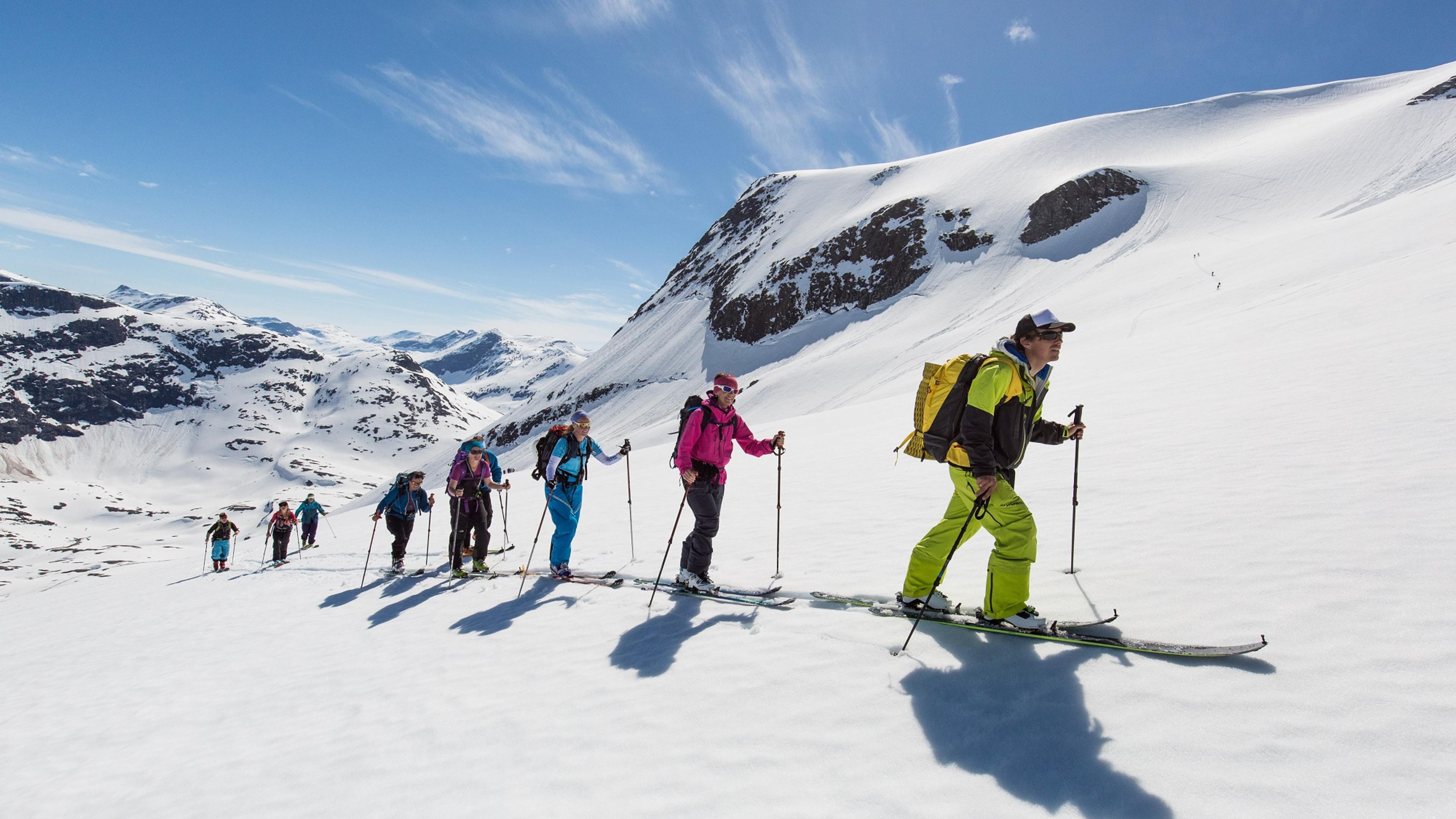 People going ski touring in the mountains
