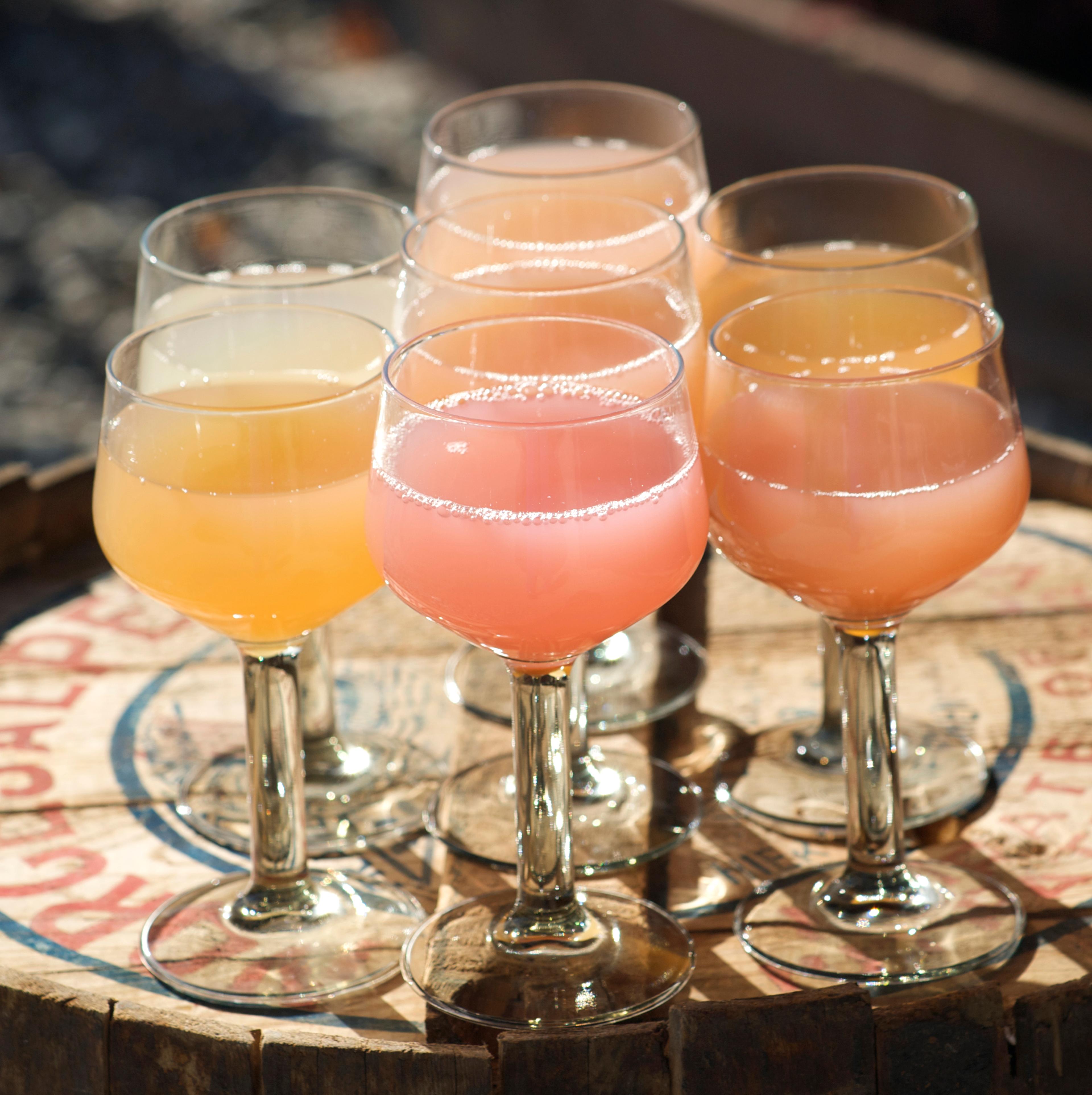 Glasses filled with apple juice from Telemark, Protected Geographical Designation