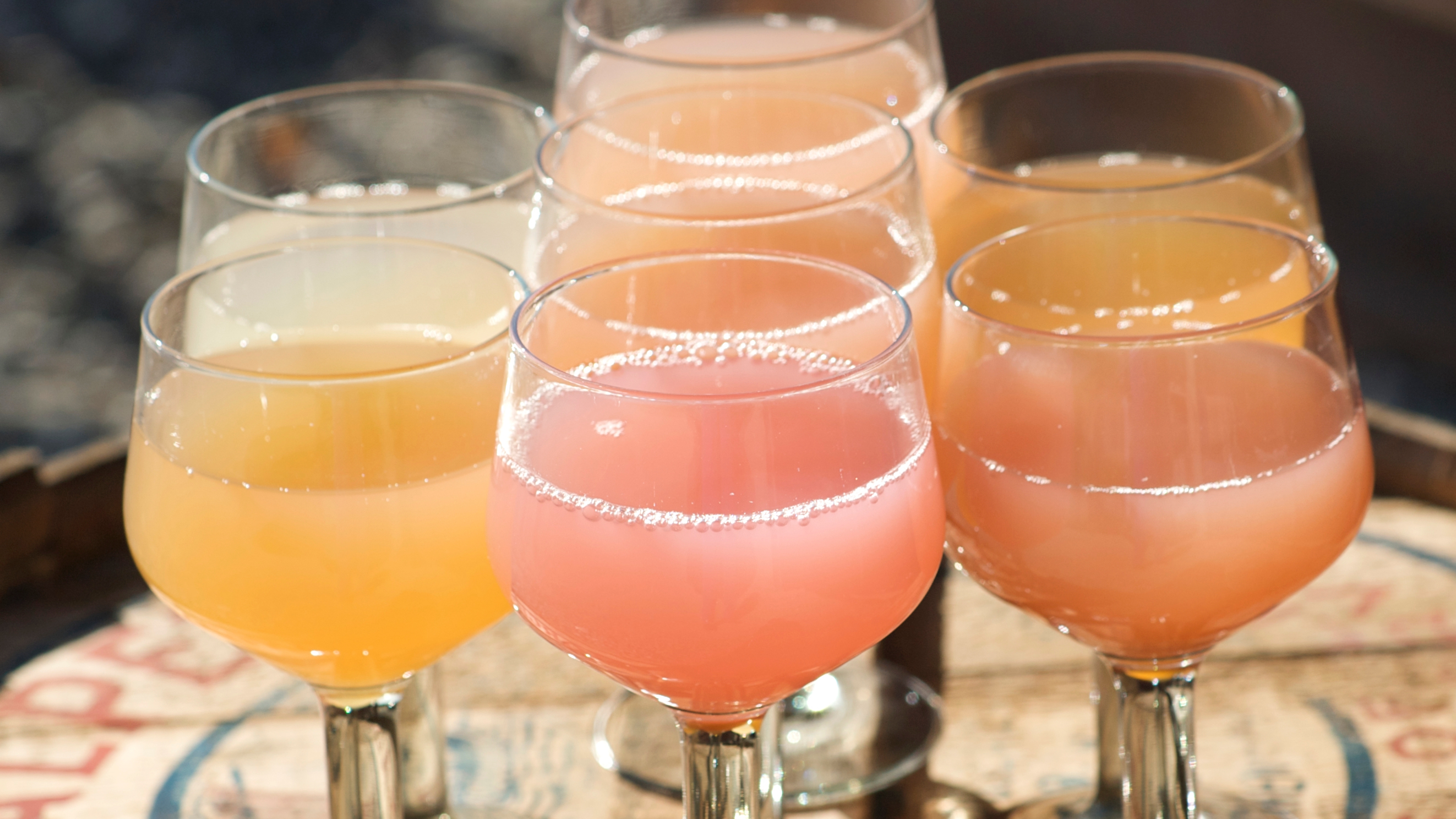 Glasses filled with apple juice from Telemark, Protected Geographical Designation