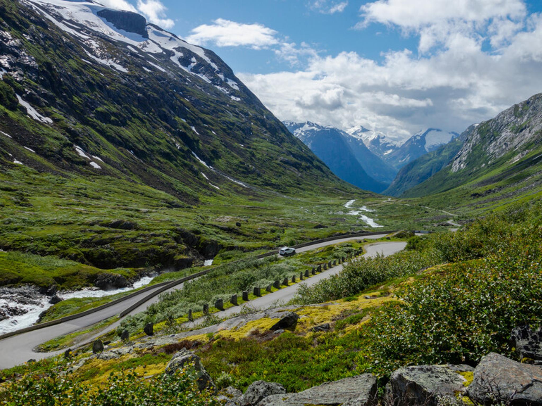 A road in a mountain valley.