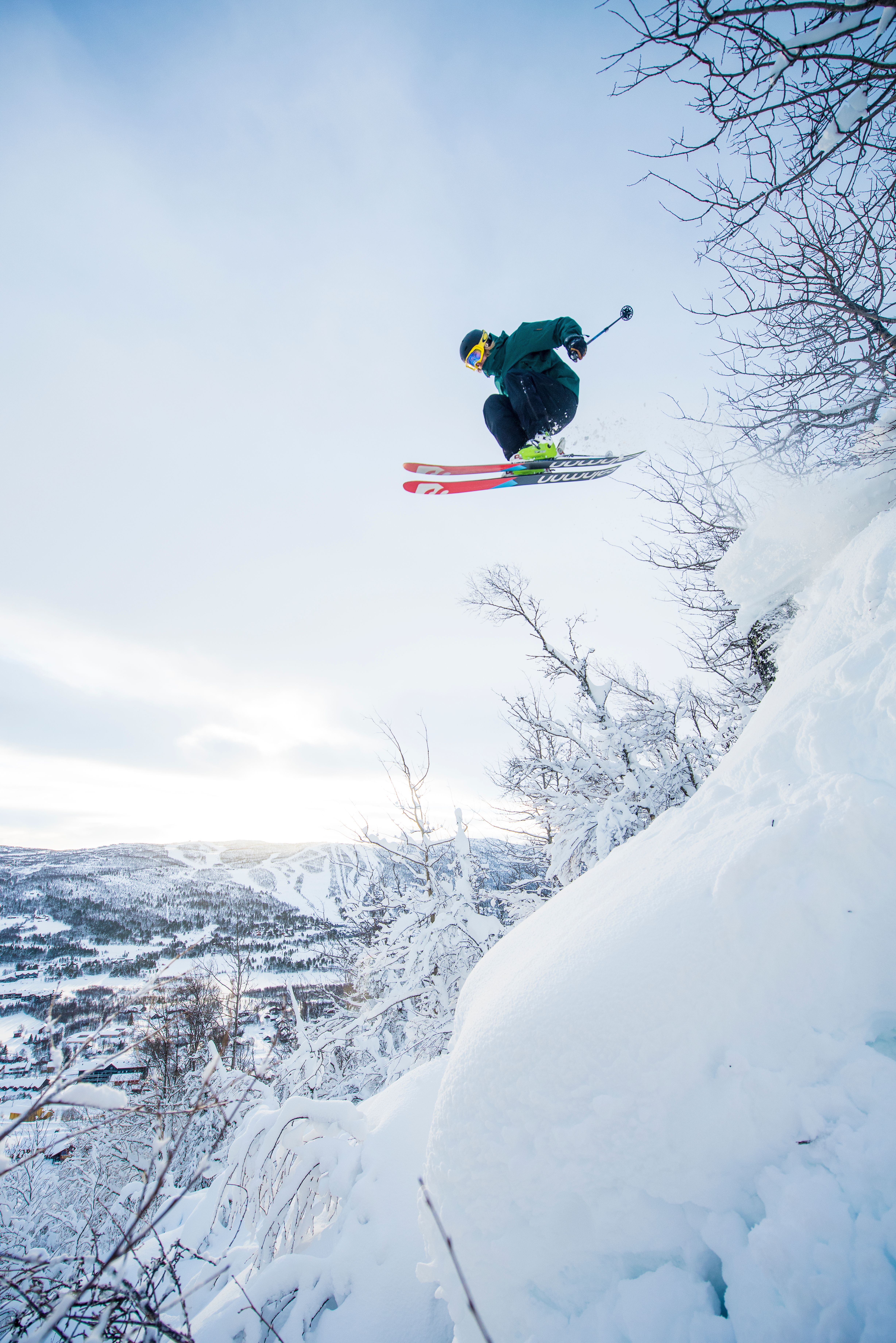 A person doing a jump in an off-pist slope at Geilo, Eastern Norway