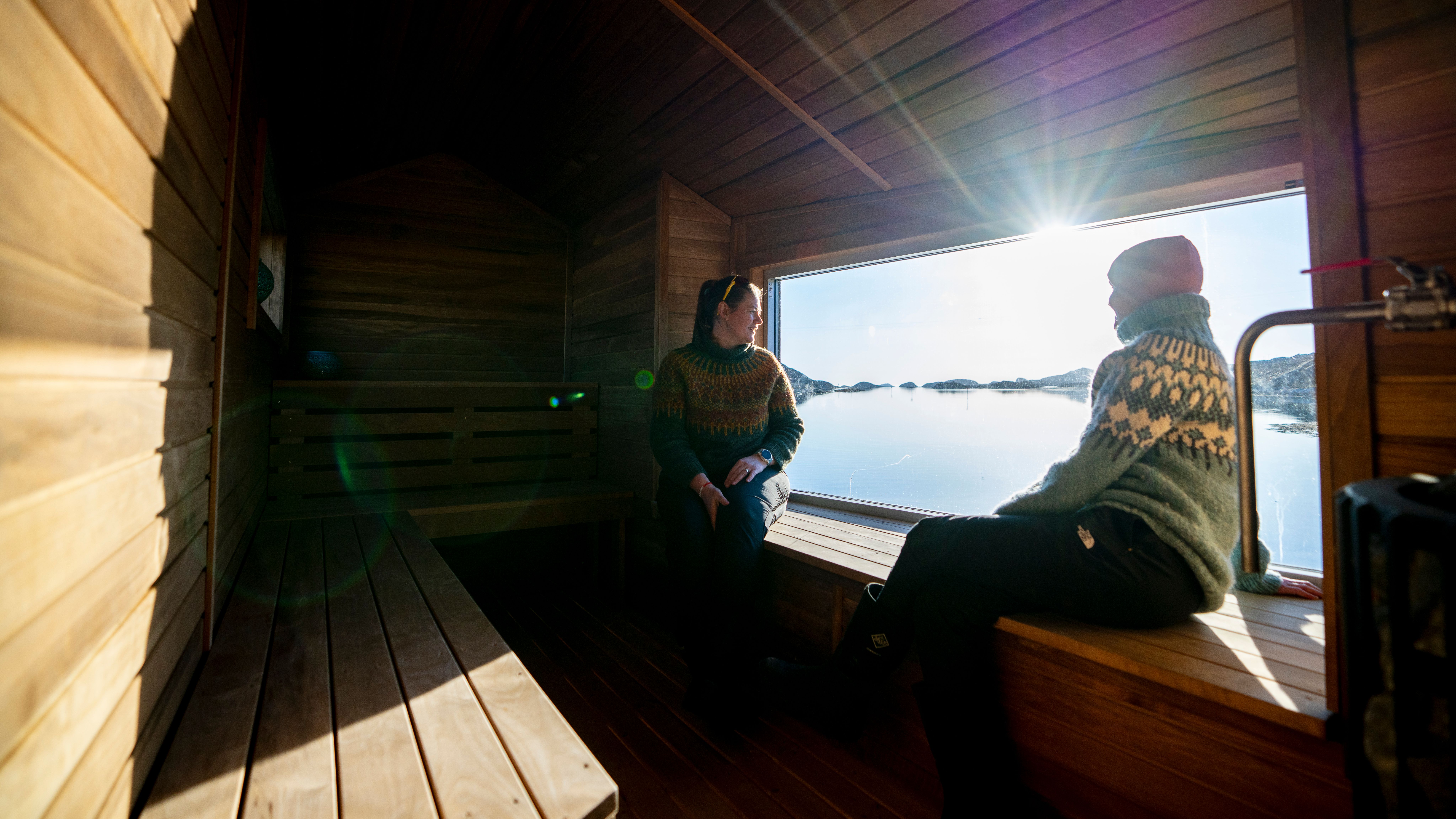 Two women in a sauna