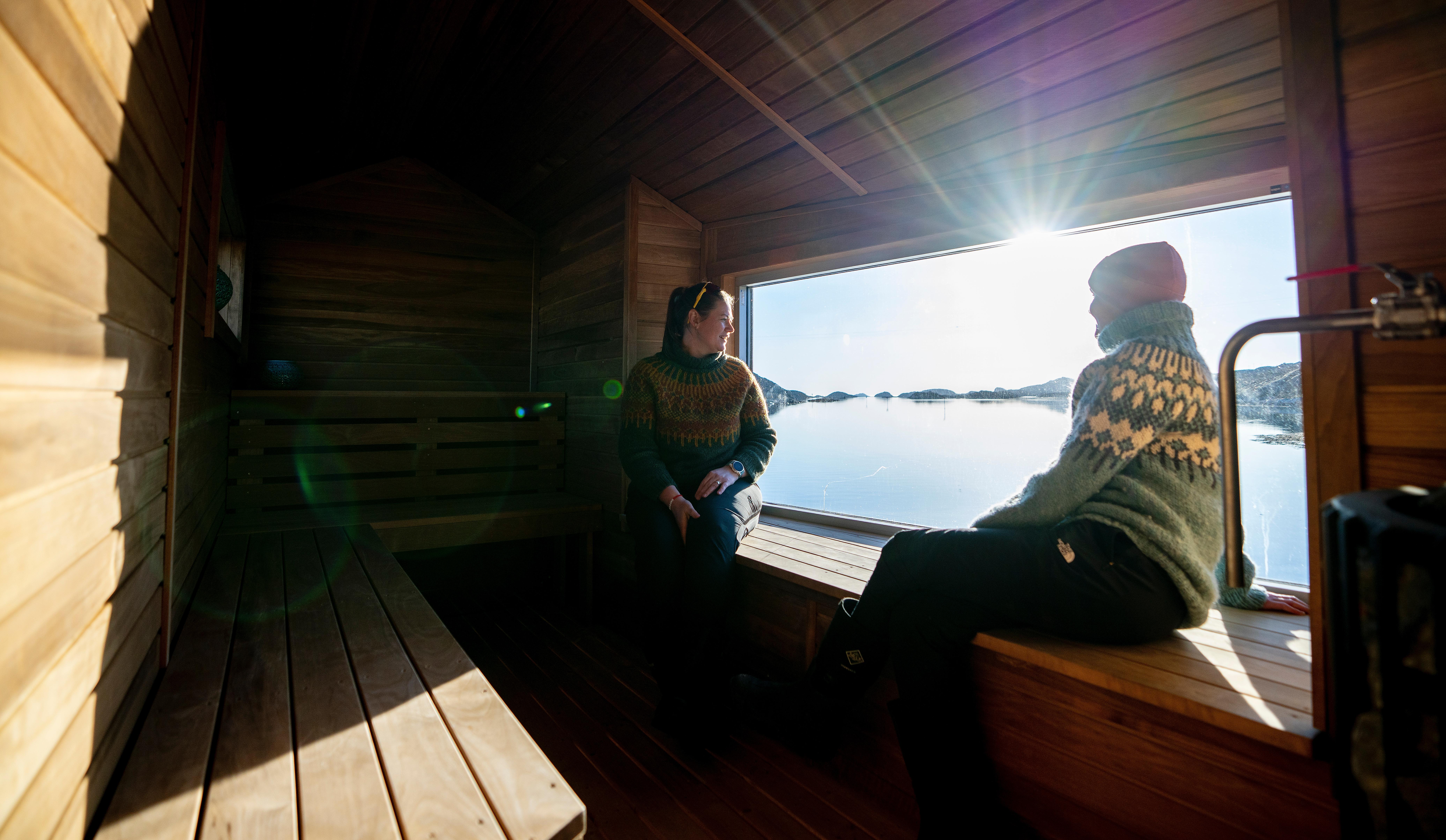 Two women in a sauna