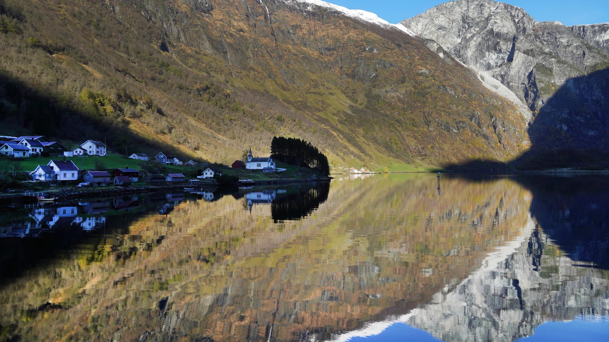 Fjord landscapes mirrored.