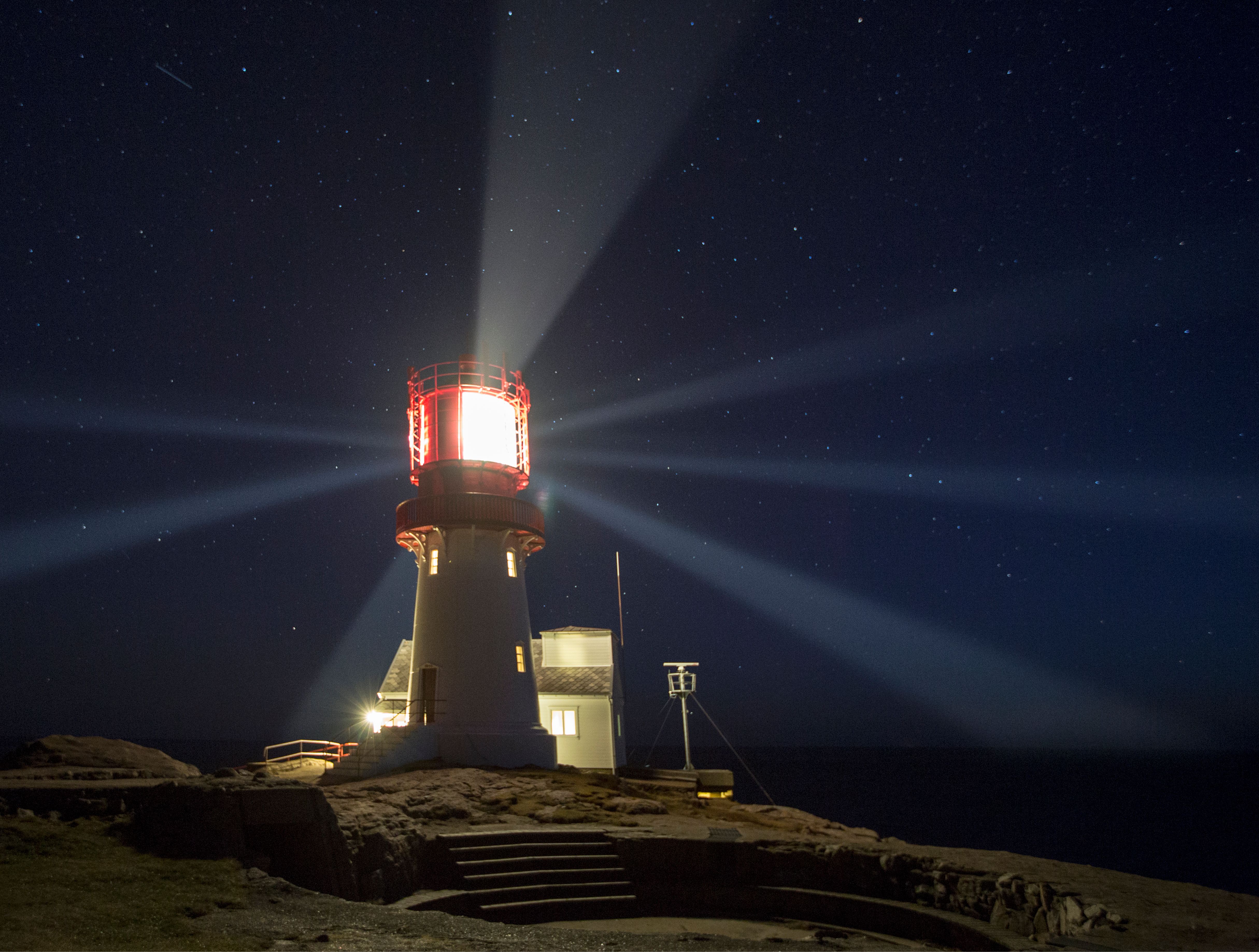 Lindesnes lighthouse at night