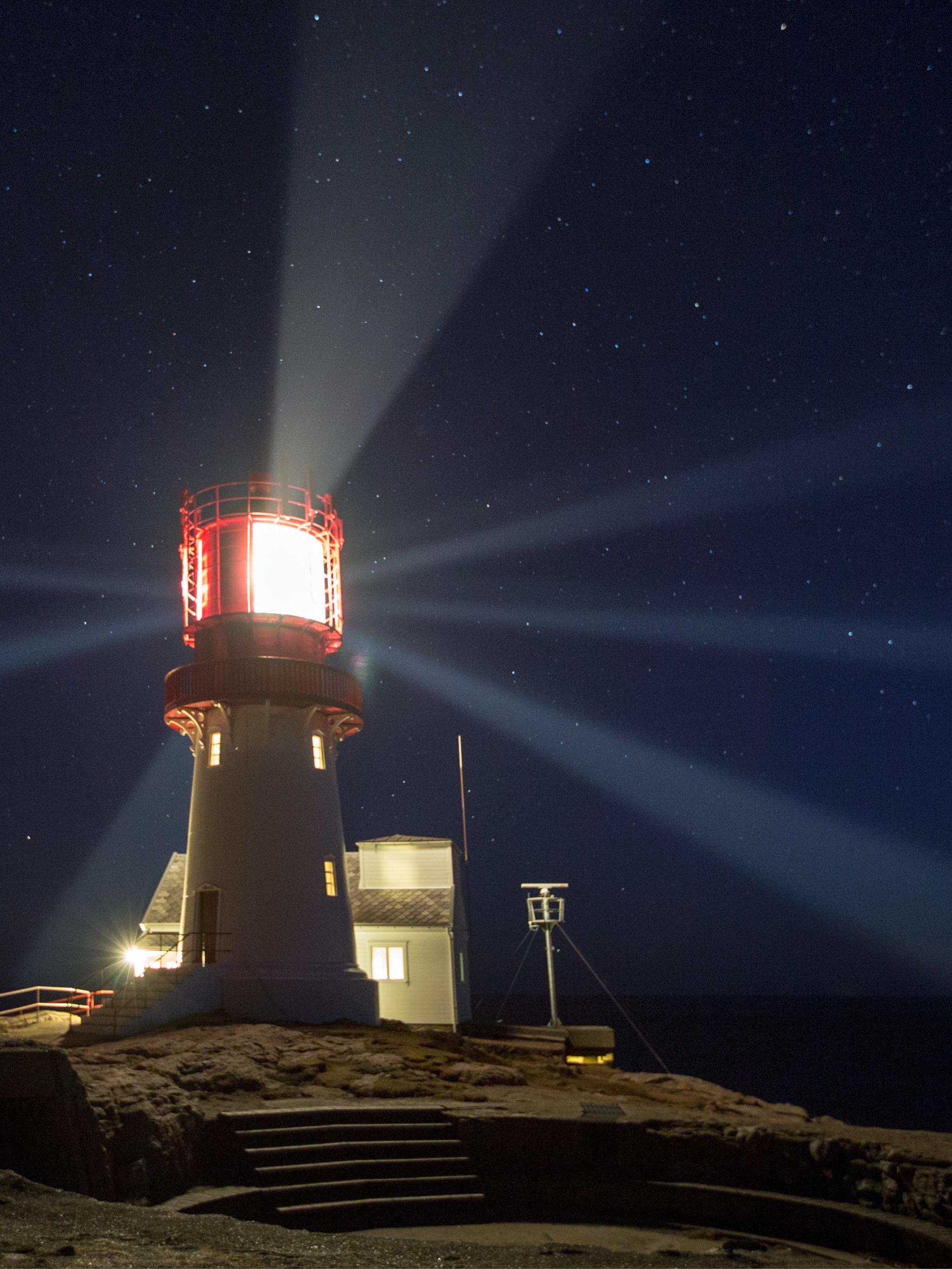 Lindesnes lighthouse at night