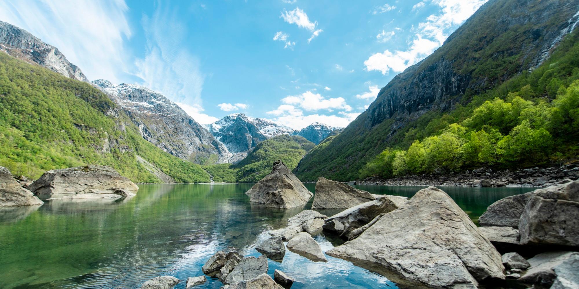 Lake Bondhusvatnet in Fjord Norway