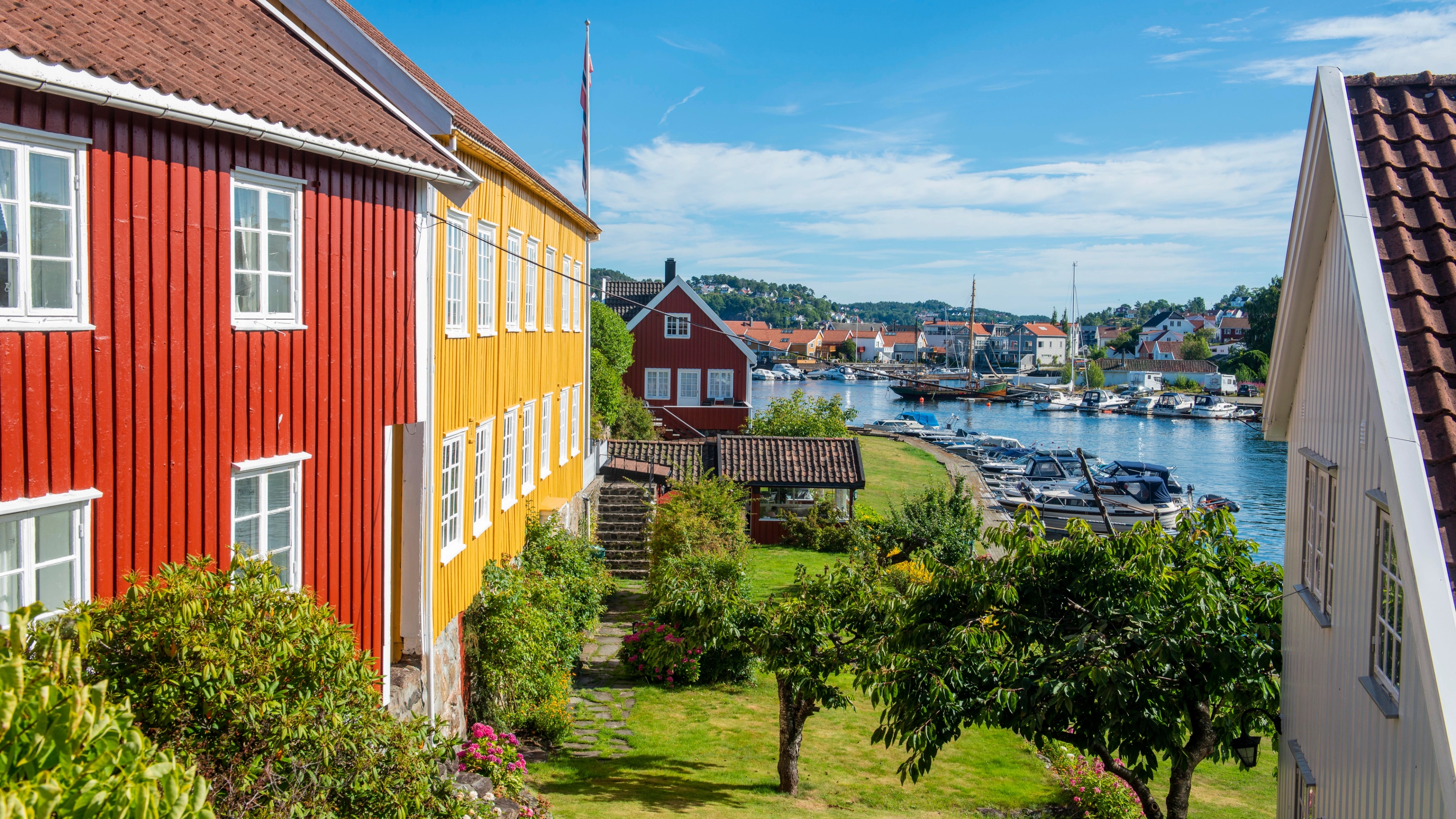 Summer between wooden houses in Arendal